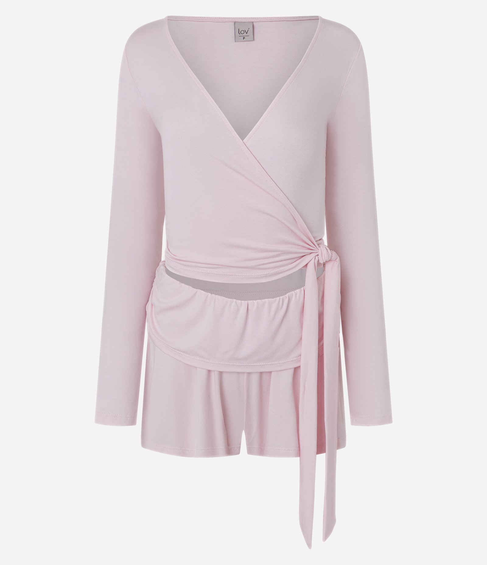 Pijama Curto em Viscolycra com Transpasse e Nó Rosa 6