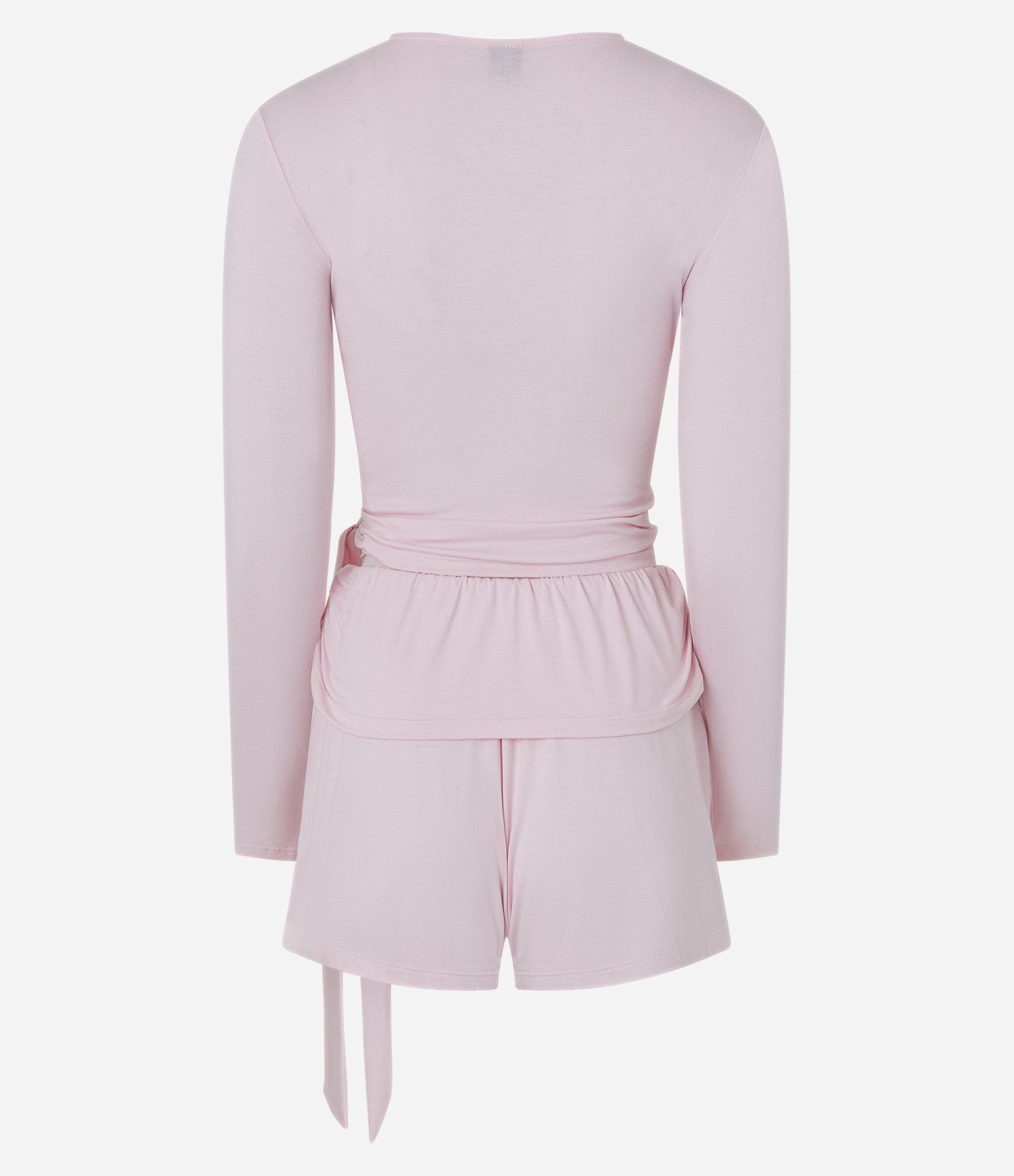 Pijama Curto em Viscolycra com Transpasse e Nó Rosa 7