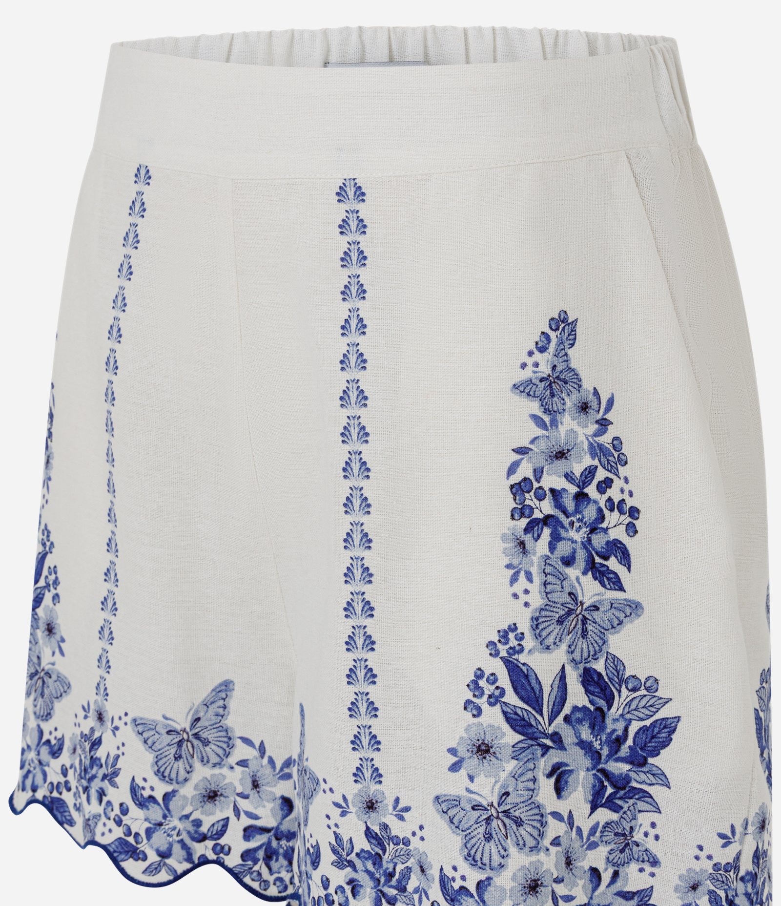 Short Estampado em Viscolinho com Barra Ondulada Branco 6