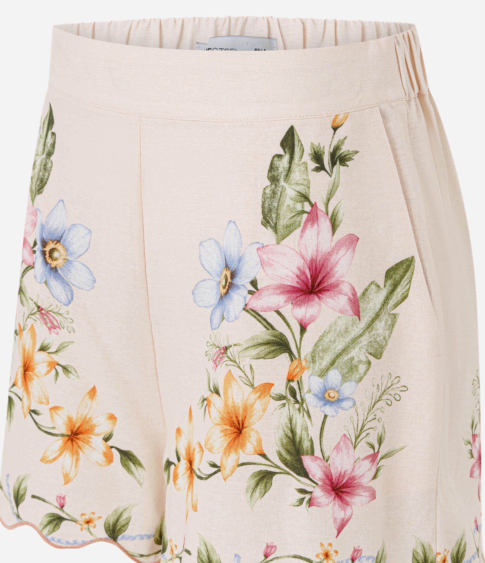 Short Floral em Viscolinho com Barra Ondulada Rosa Claro 6