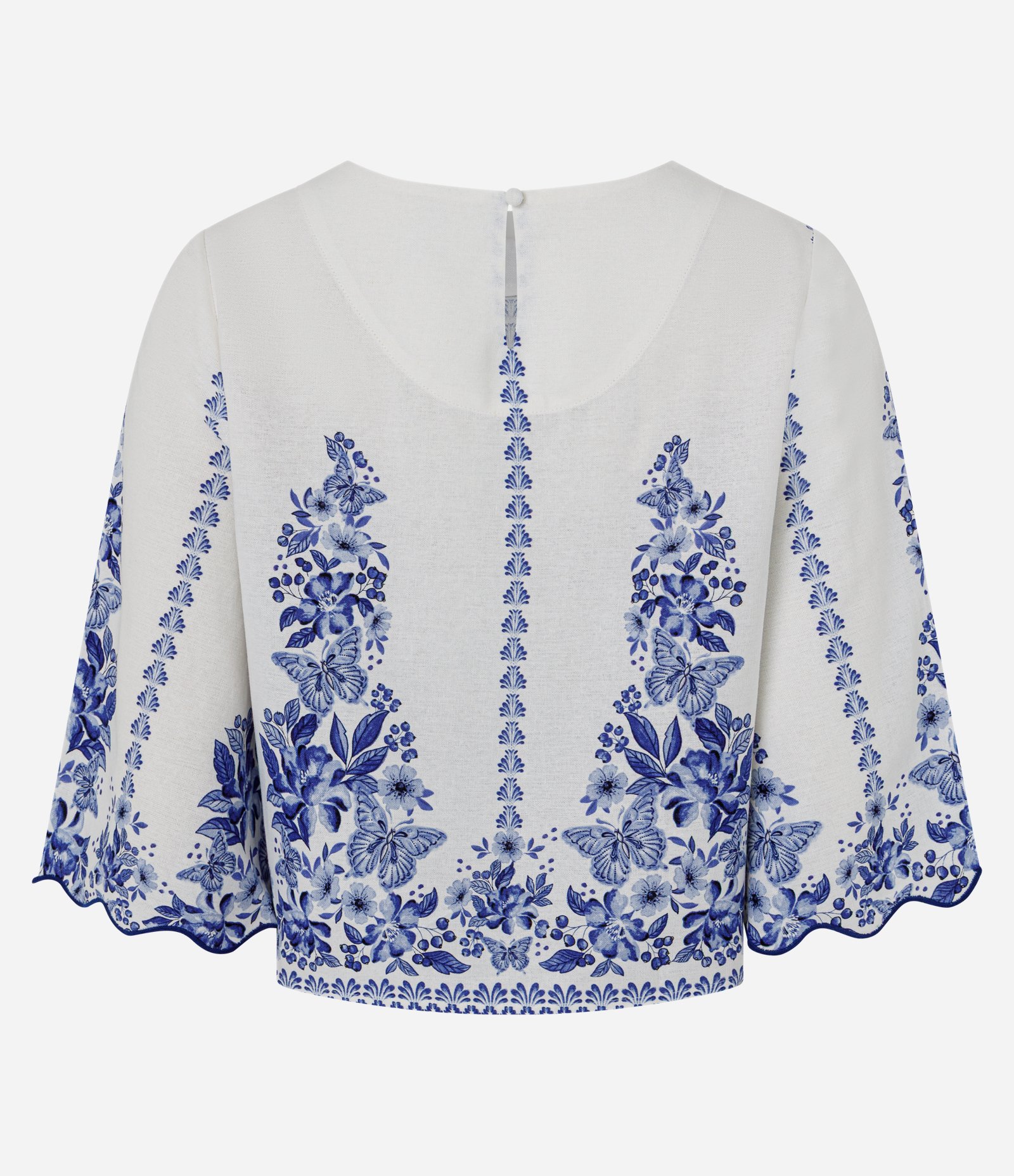 Blusa em Viscolinho com Manga Ampla e Barra Ondulada Branco 7