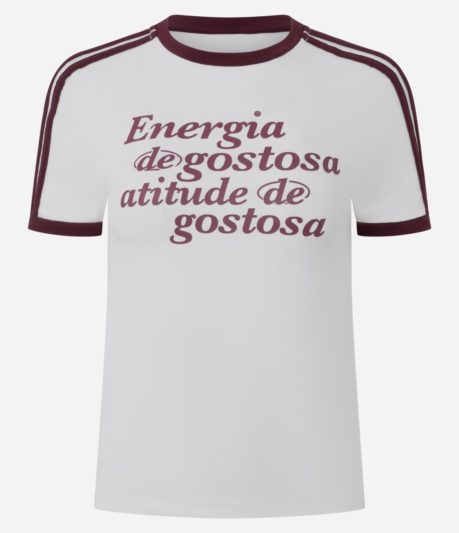 Camiseta em Algodão com Lettering Energia de Gostosa e Detalhes Contrastantes Branco 4