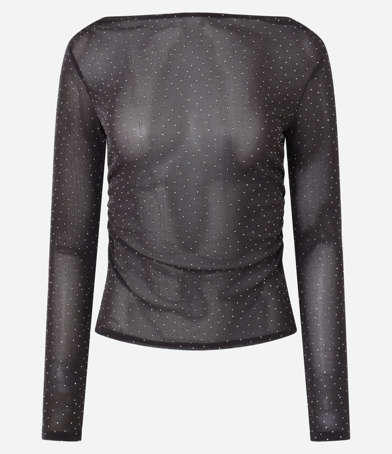 Blusa em Tule com Aplicação de Brilhos Marrom 5