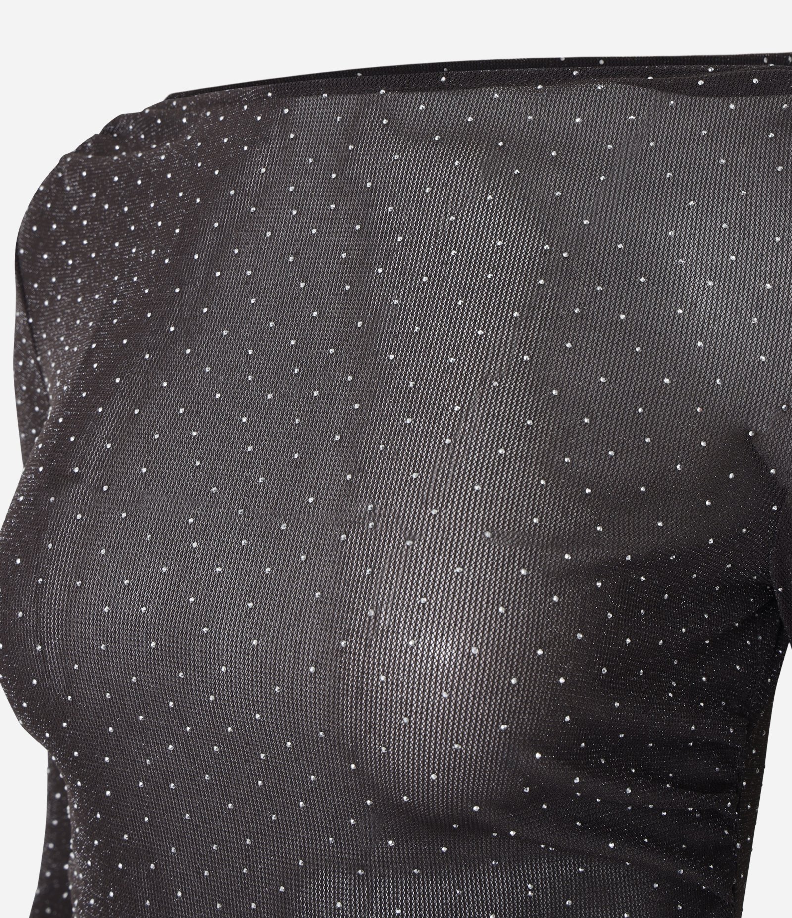 Blusa em Tule com Aplicação de Brilhos Marrom 6