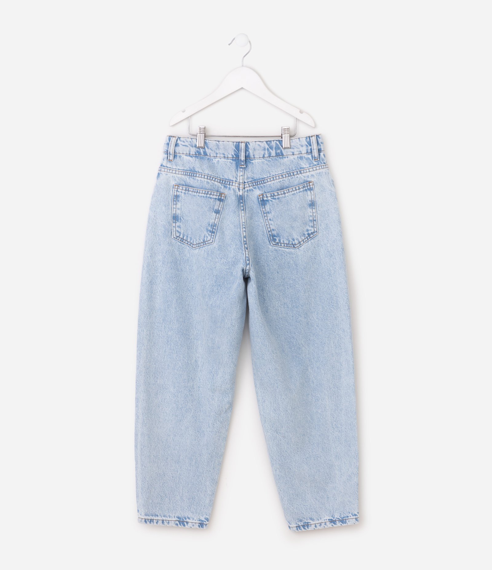 Calça Jeans Balloon Infantil em Algodão com Passantes - Tam 5 a 16 Anos Azul Claro 5