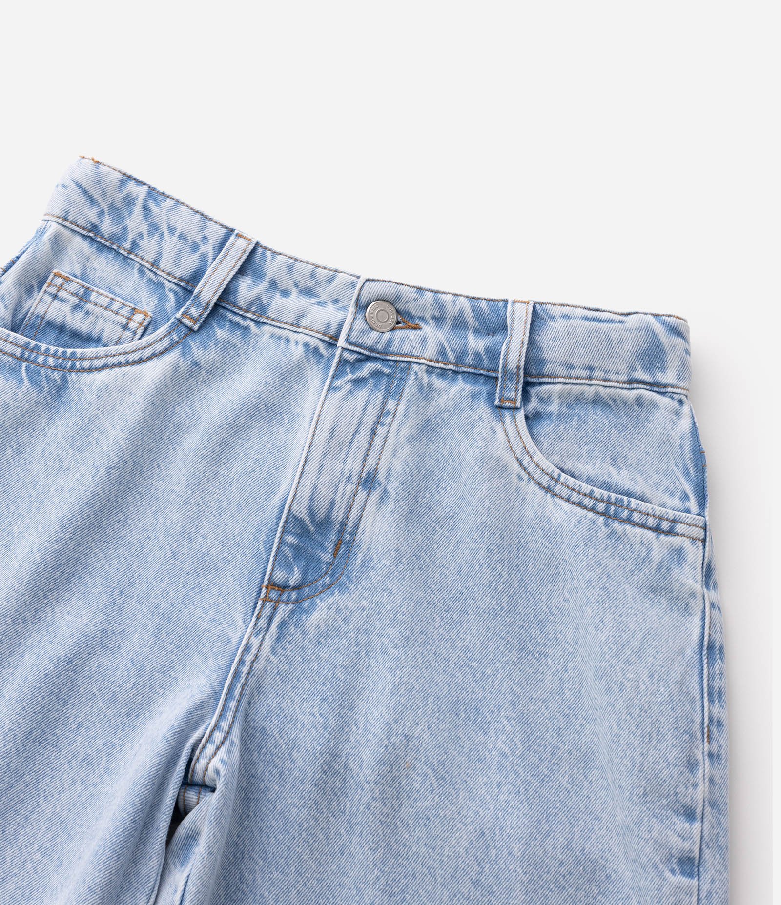 Calça Jeans Balloon Infantil em Algodão com Passantes - Tam 5 a 16 Anos Azul Claro 7