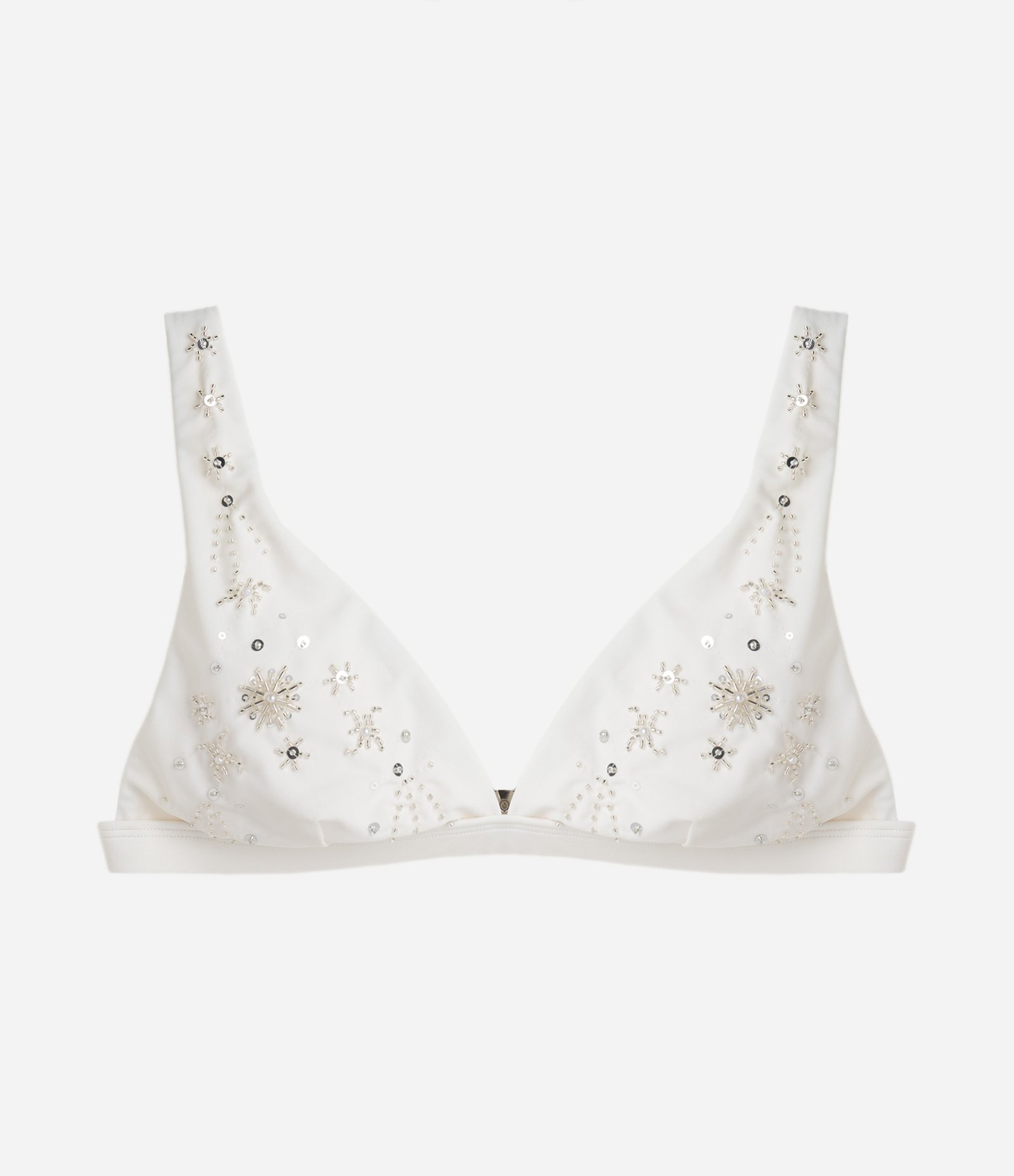 Biquíni Top Triângulo com Bordados Branco 1