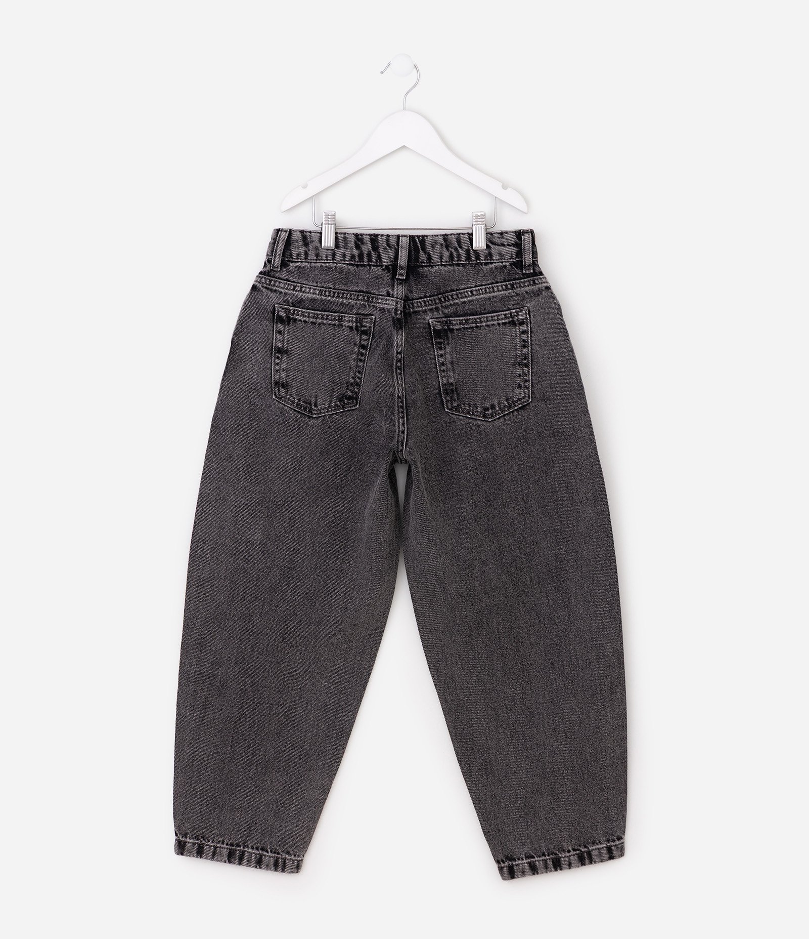 Calça Balloon Jeans com Aplicação Geométrica – Tam 5 a 16 Anos Cinza Escuro 3
