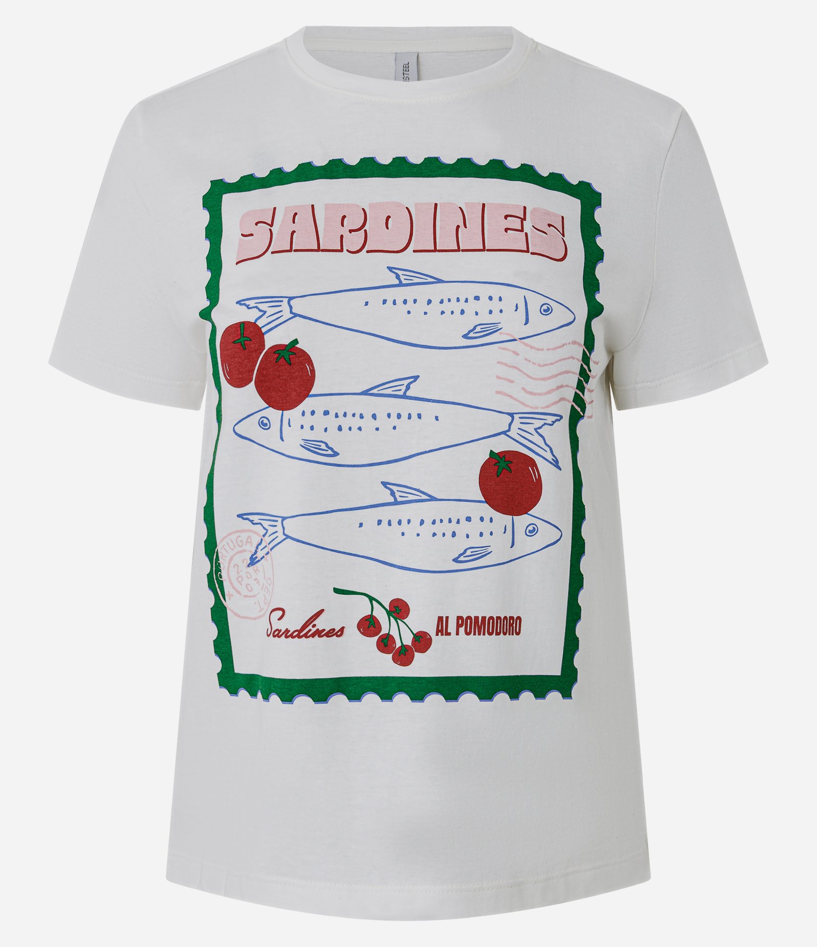 Camiseta em Algodão com Estampa Lettering Sardines Branco 1