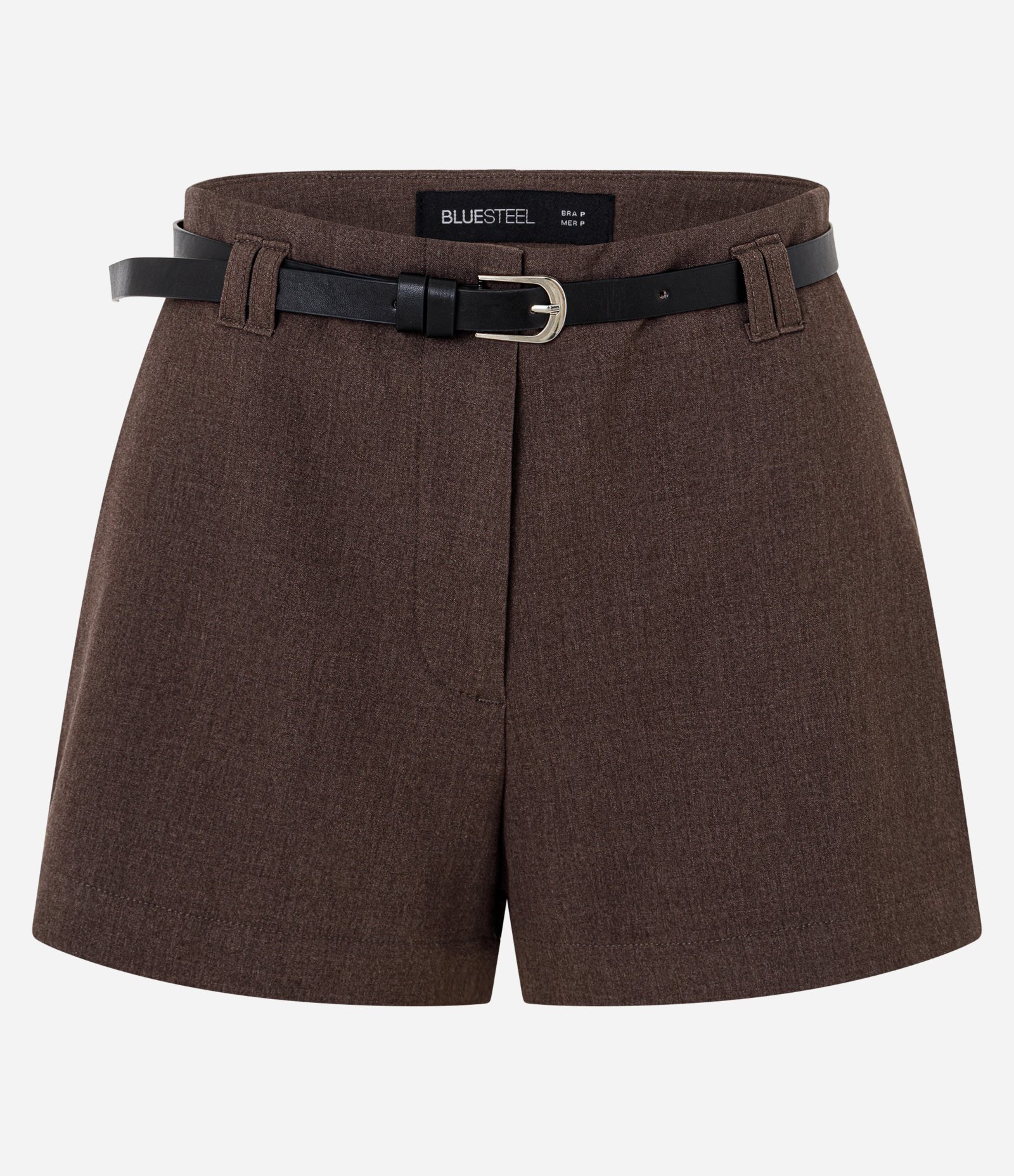 Short Alfaiatado com Cinto e Modelagem Mini Marrom 5
