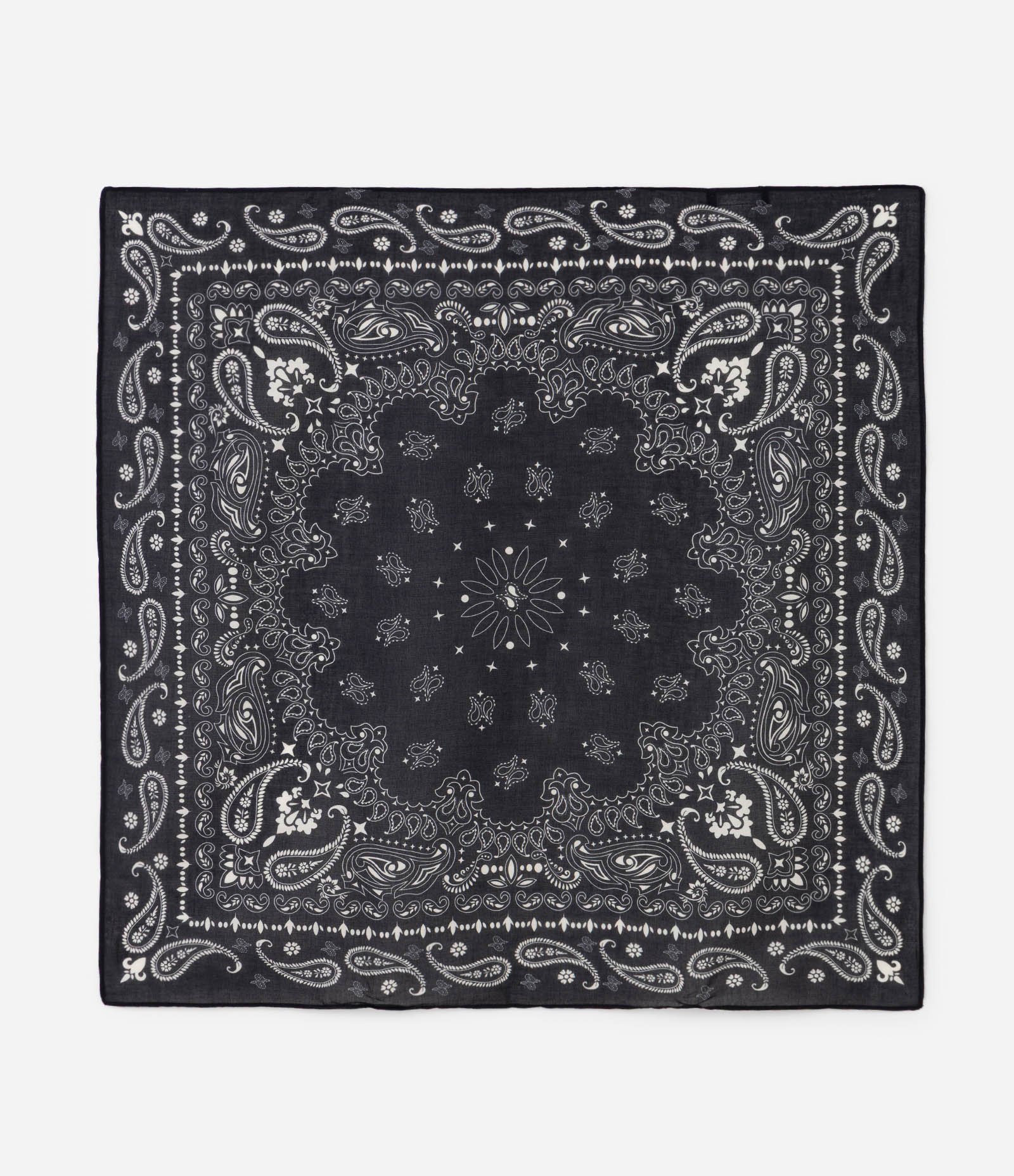 Lenço em Cotton com Estampa Paisley Preto 4