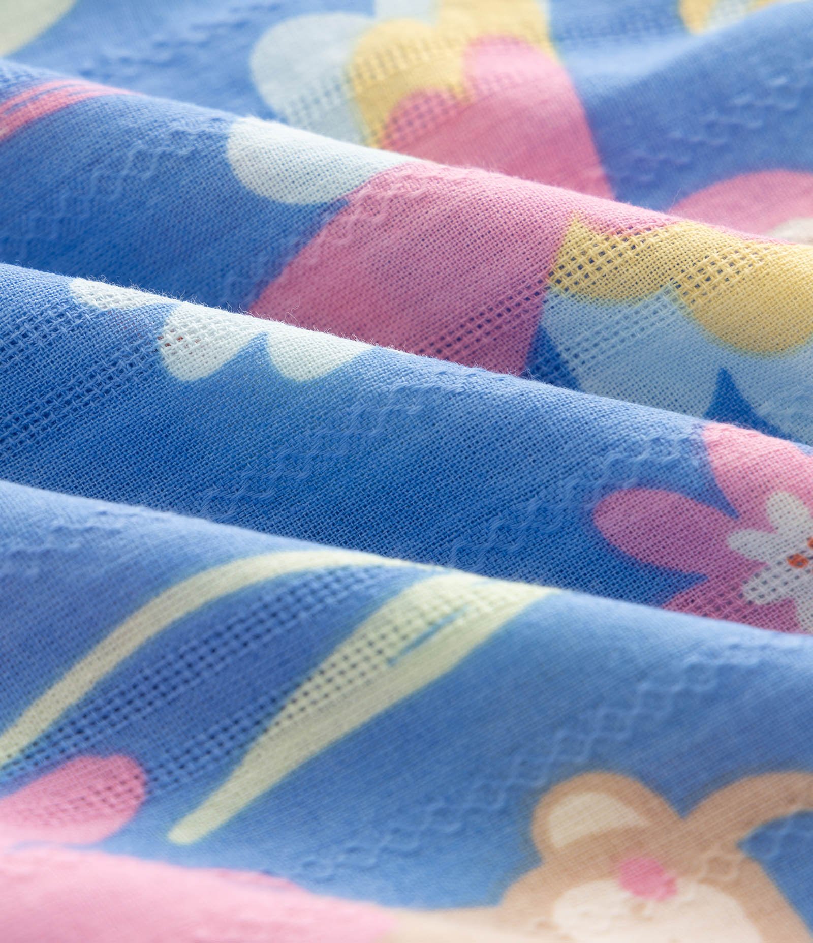 Vestido Infantil Evasê em Tricoline com Estampa Tropical - Tam 1 a 6 Anos Azul 4