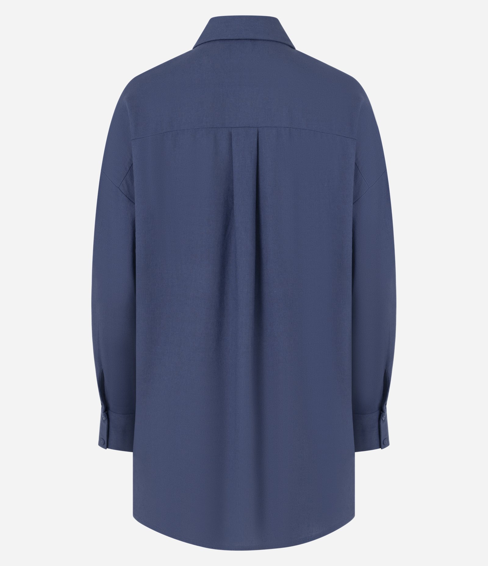 Camisa Alongada em Viscolinho com Colarinho Azul 7