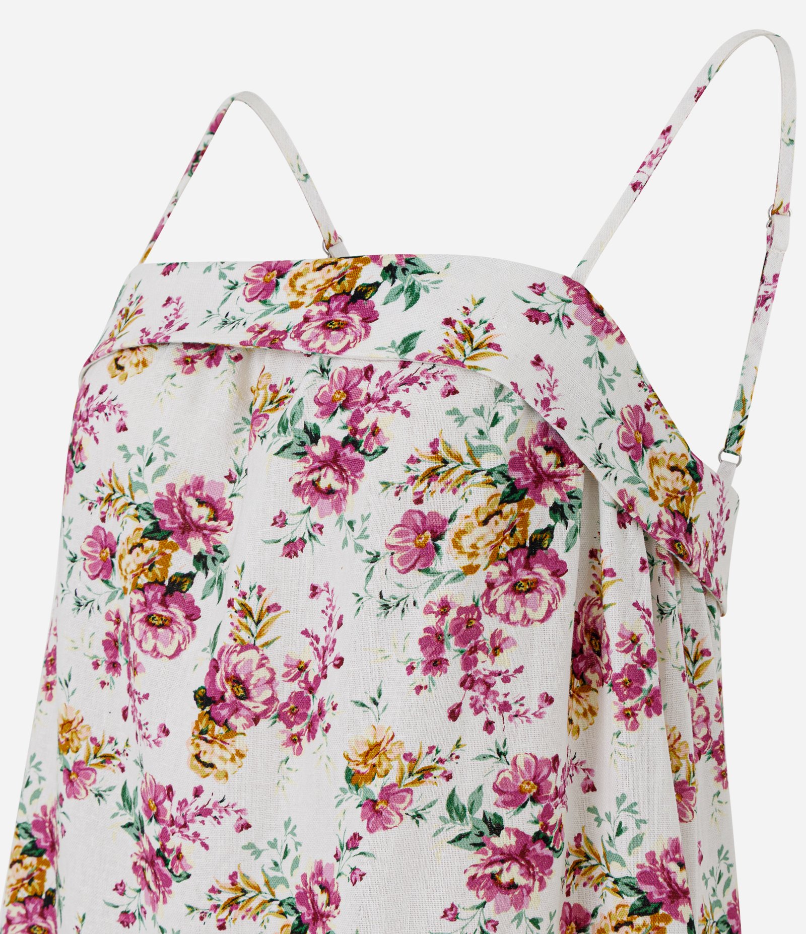 Vestido Curto Floral em Viscolinho com Barra Balonê Off White 2