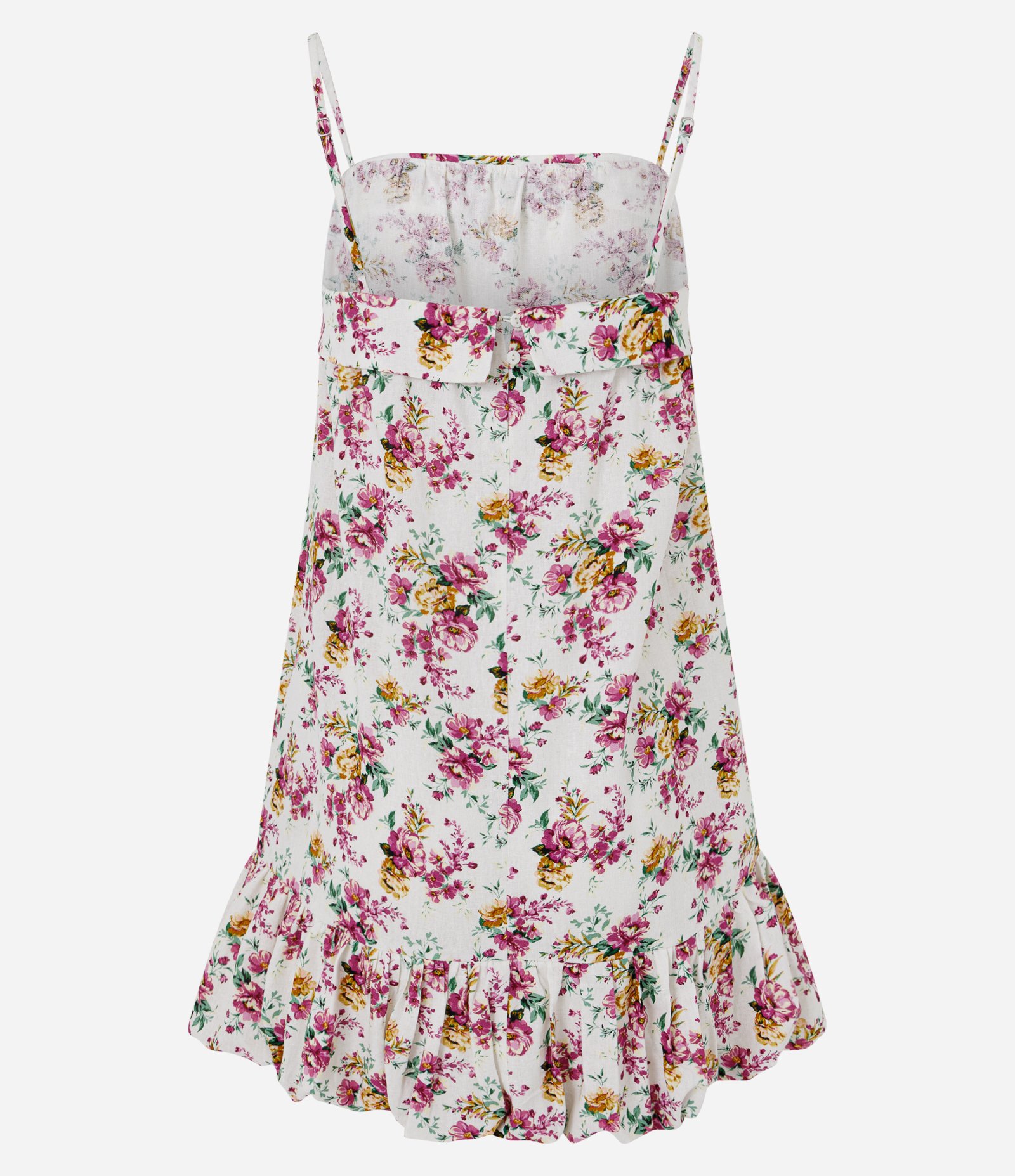 Vestido Curto Floral em Viscolinho com Barra Balonê Off White 3