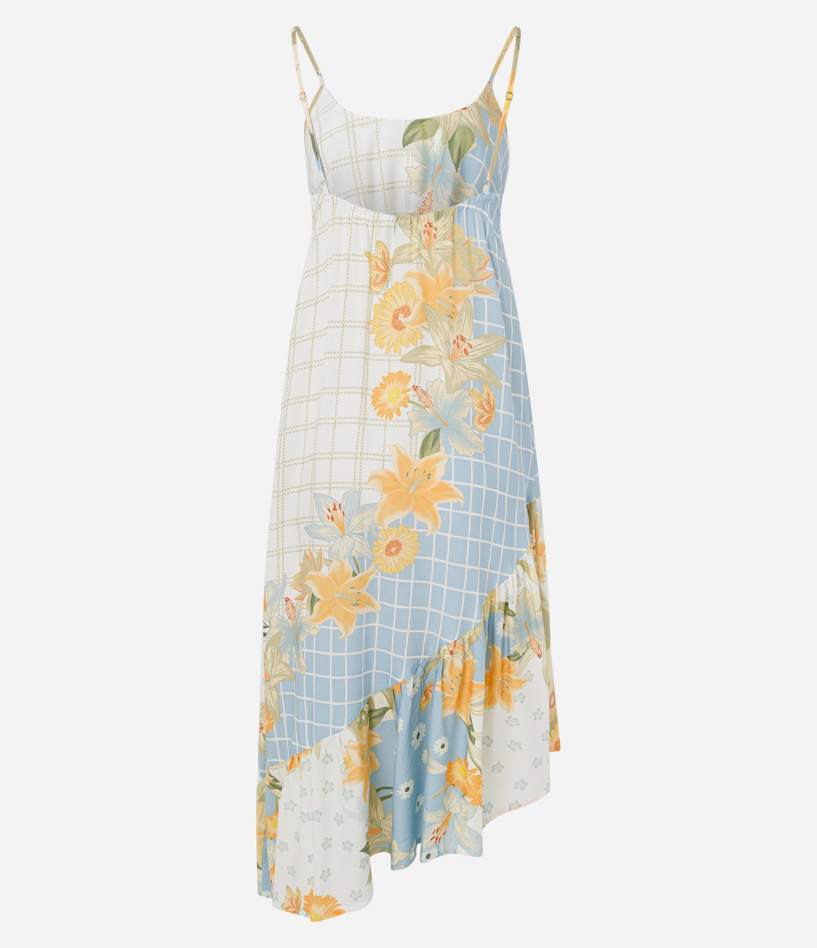 Vestido Longo Estampado Floral com Barra Assimétrica Branco 2