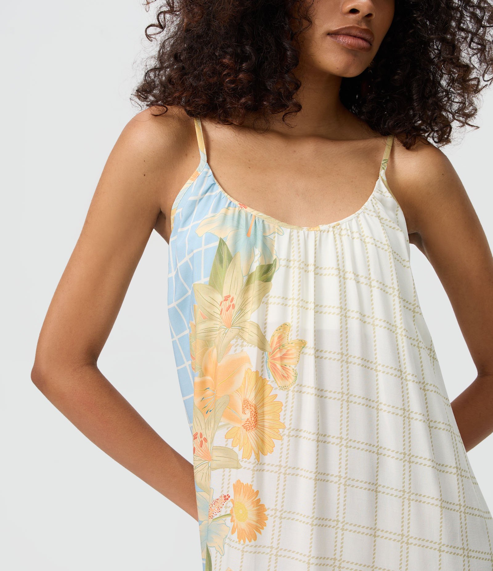 Vestido Longo Estampado Floral com Barra Assimétrica Branco 3