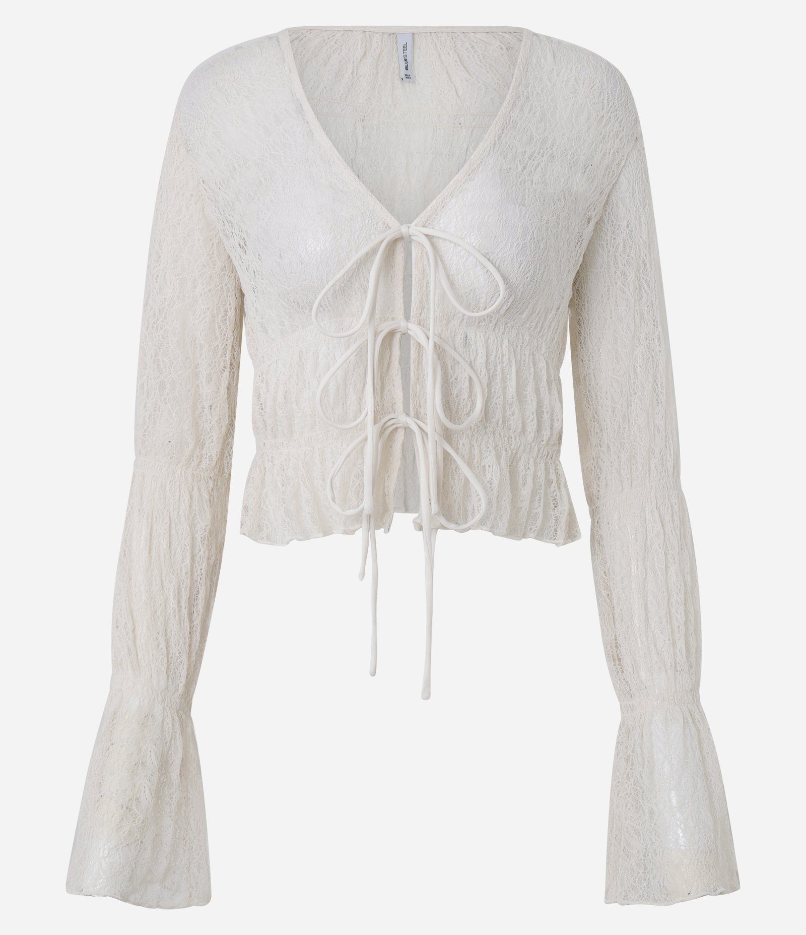 Blusa Peplum com Amarração em Lacinhos Off White 6