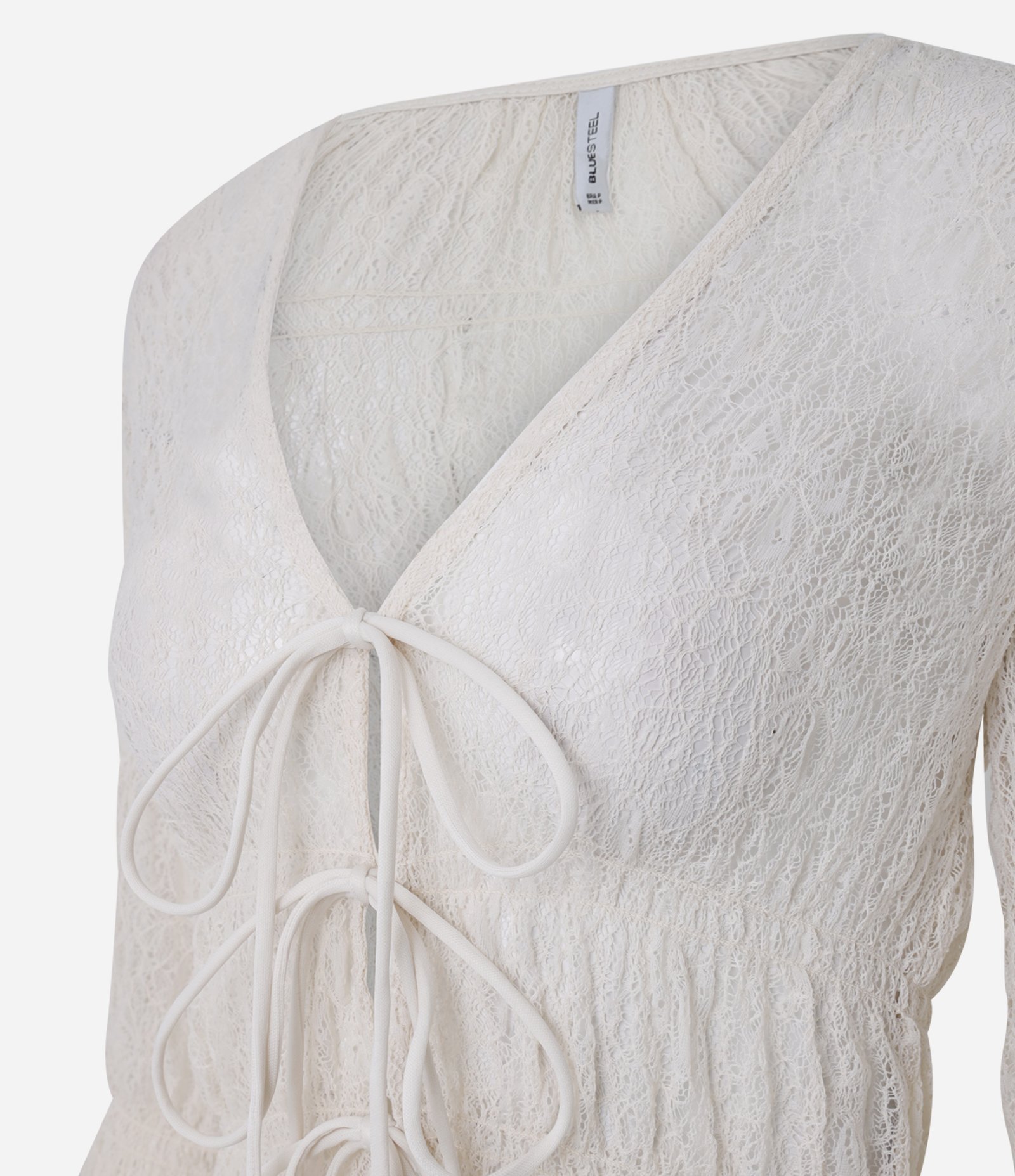 Blusa Peplum com Amarração em Lacinhos Off White 7