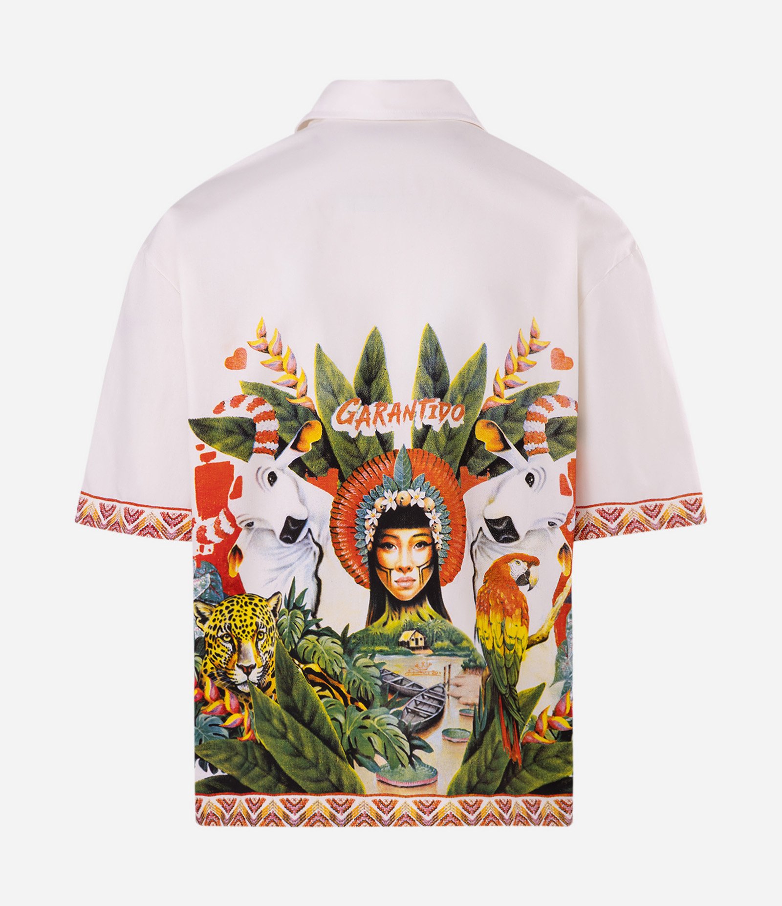 Camisa Boxy em Sarja com Estampa Boi Garantido Parintins Off White 6