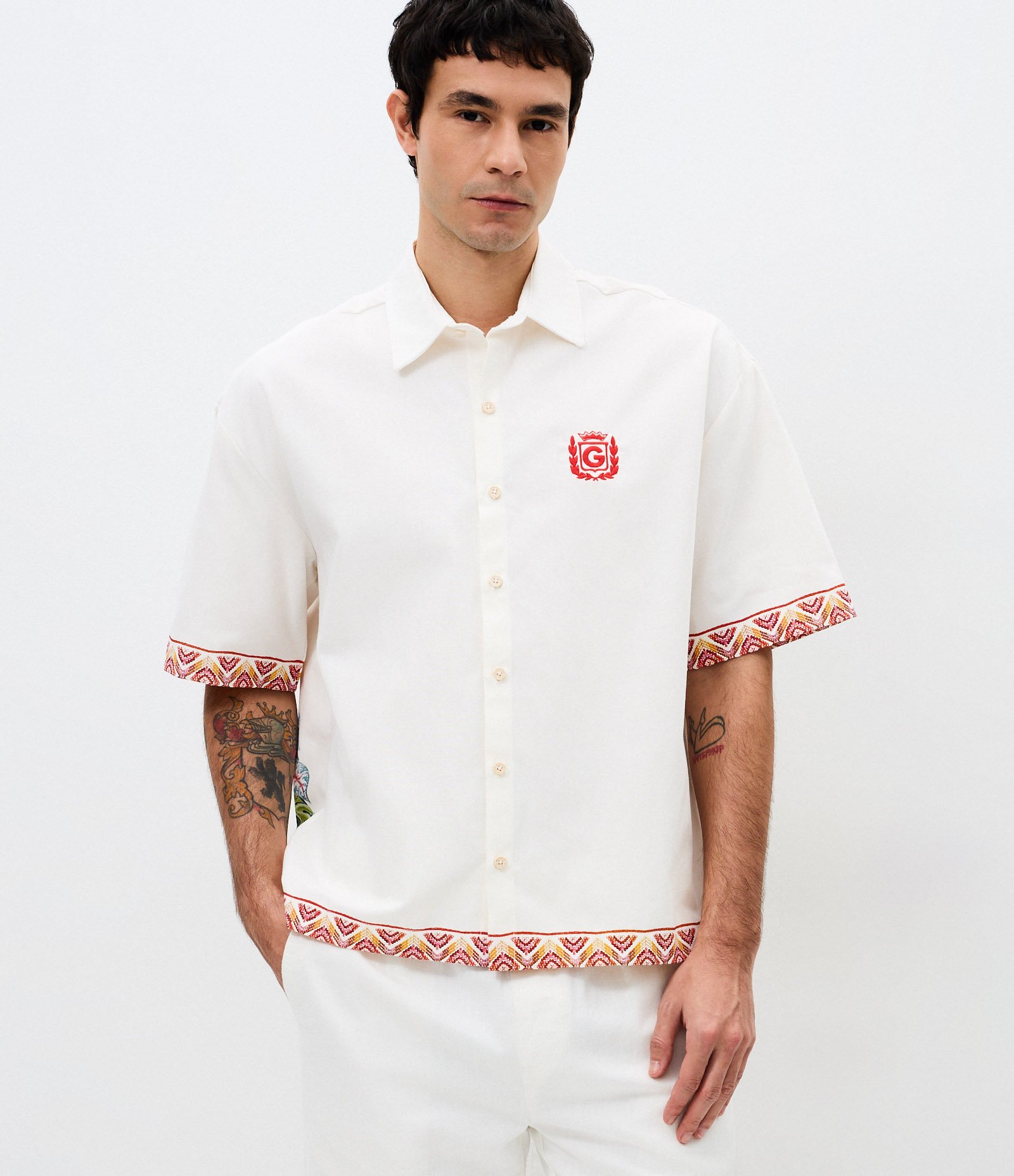 Camisa Boxy em Sarja com Estampa Boi Garantido Parintins Off White 2