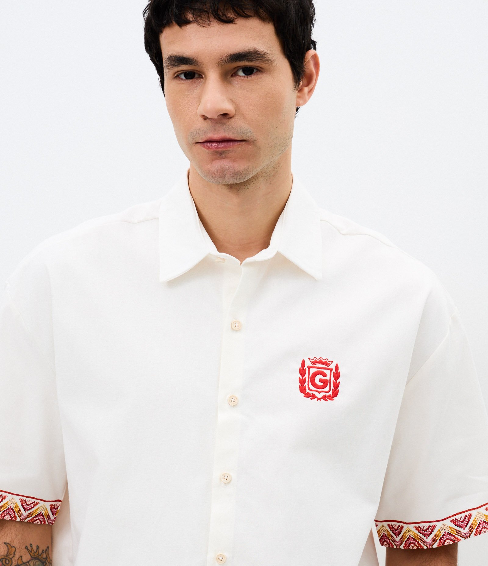 Camisa Boxy em Sarja com Estampa Boi Garantido Parintins Off White 4