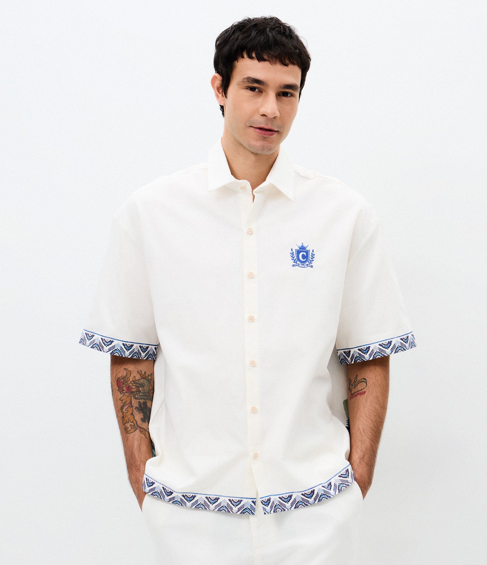 Camisa Boxy em Sarja com Bordado Boi Caprichoso Off White 2