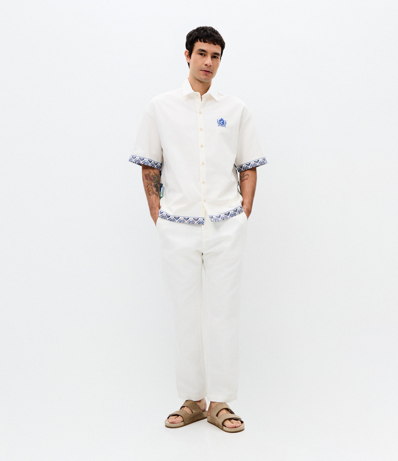 Camisa Boxy em Sarja com Bordado Boi Caprichoso Off White 3