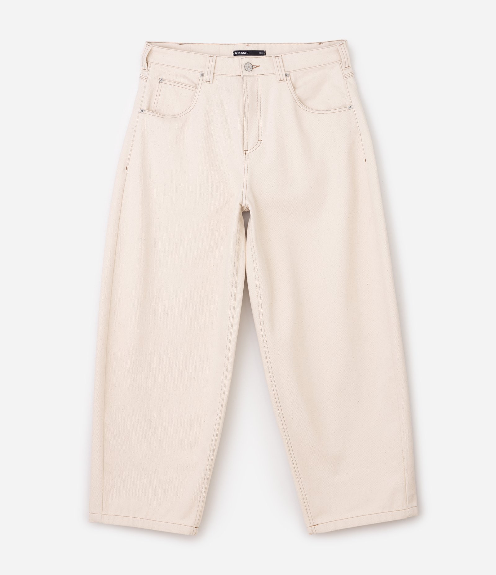 Calça Baggy Balloon em Sarja com Bolsos Off White 5