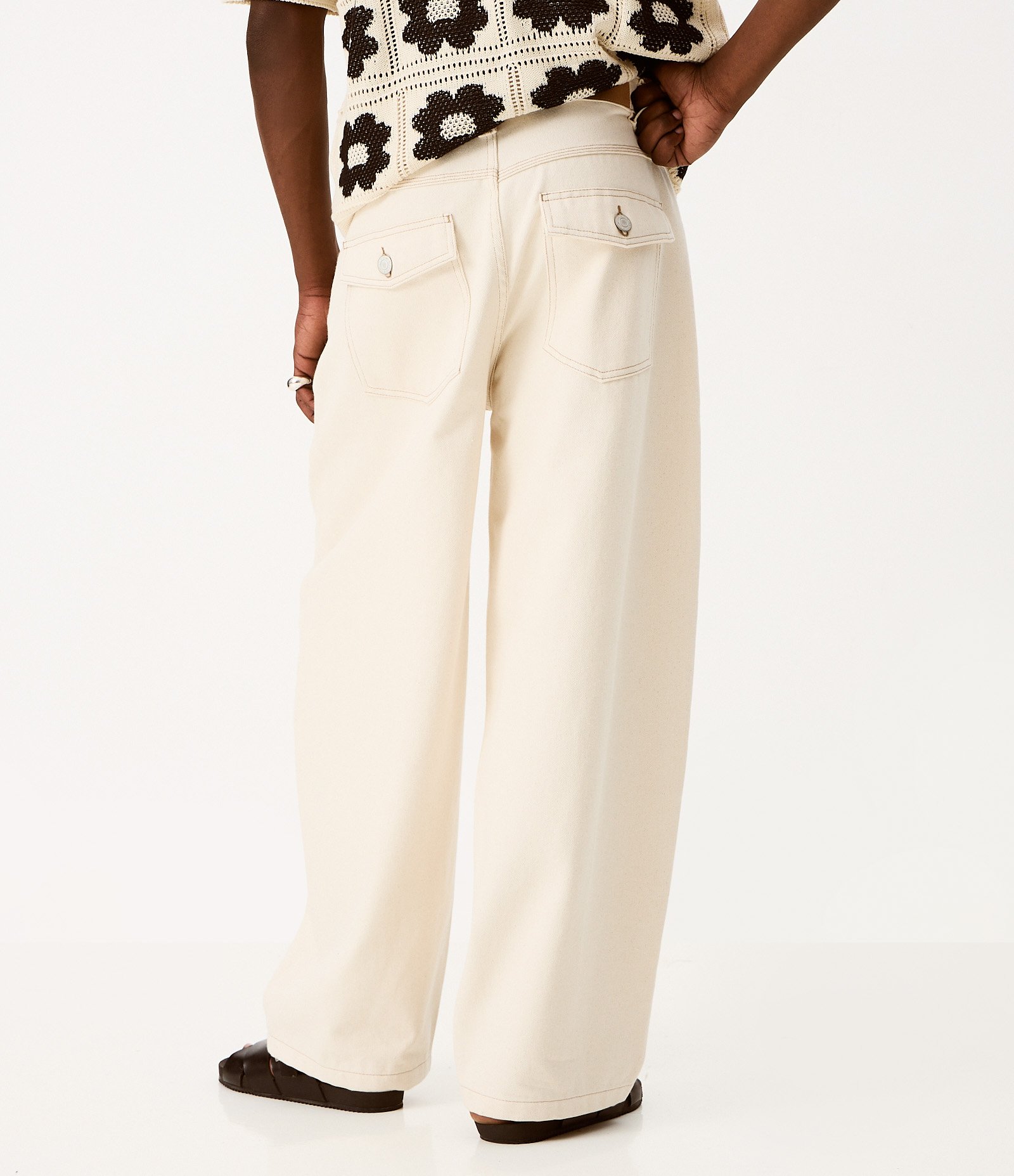 Calça Baggy Balloon em Sarja com Bolsos Off White 3