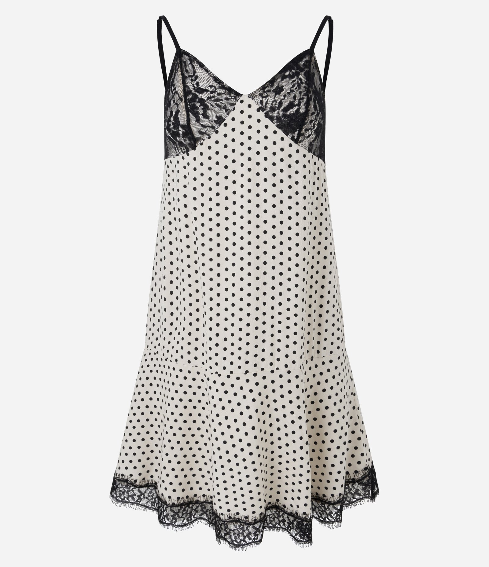Vestido Viscolinho Poá com Renda Off White 4
