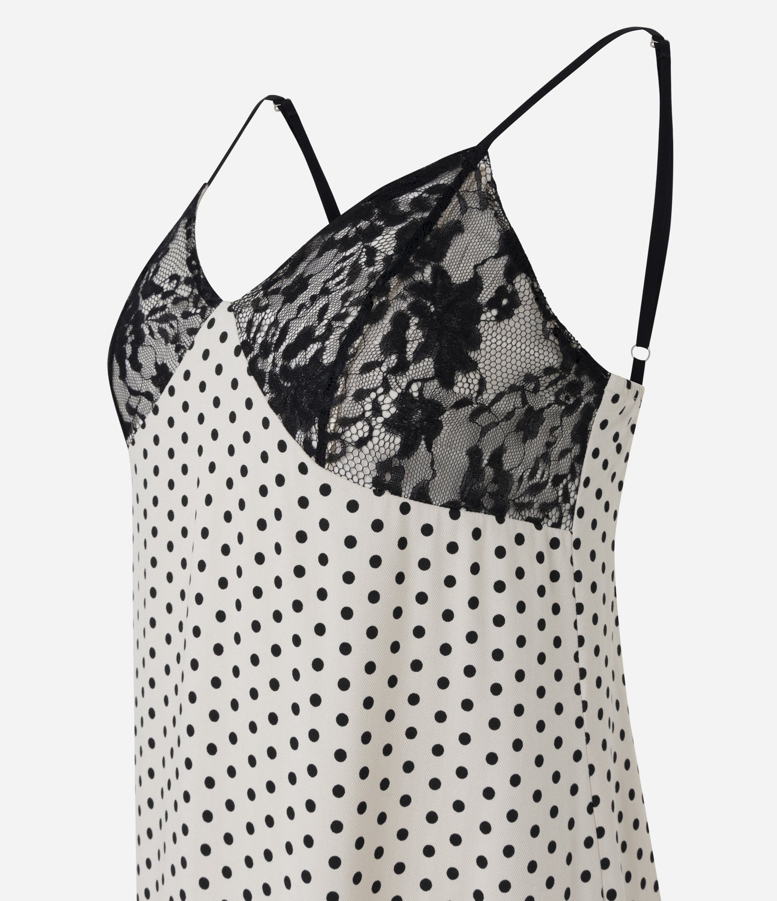 Vestido Viscolinho Poá com Renda Off White 5