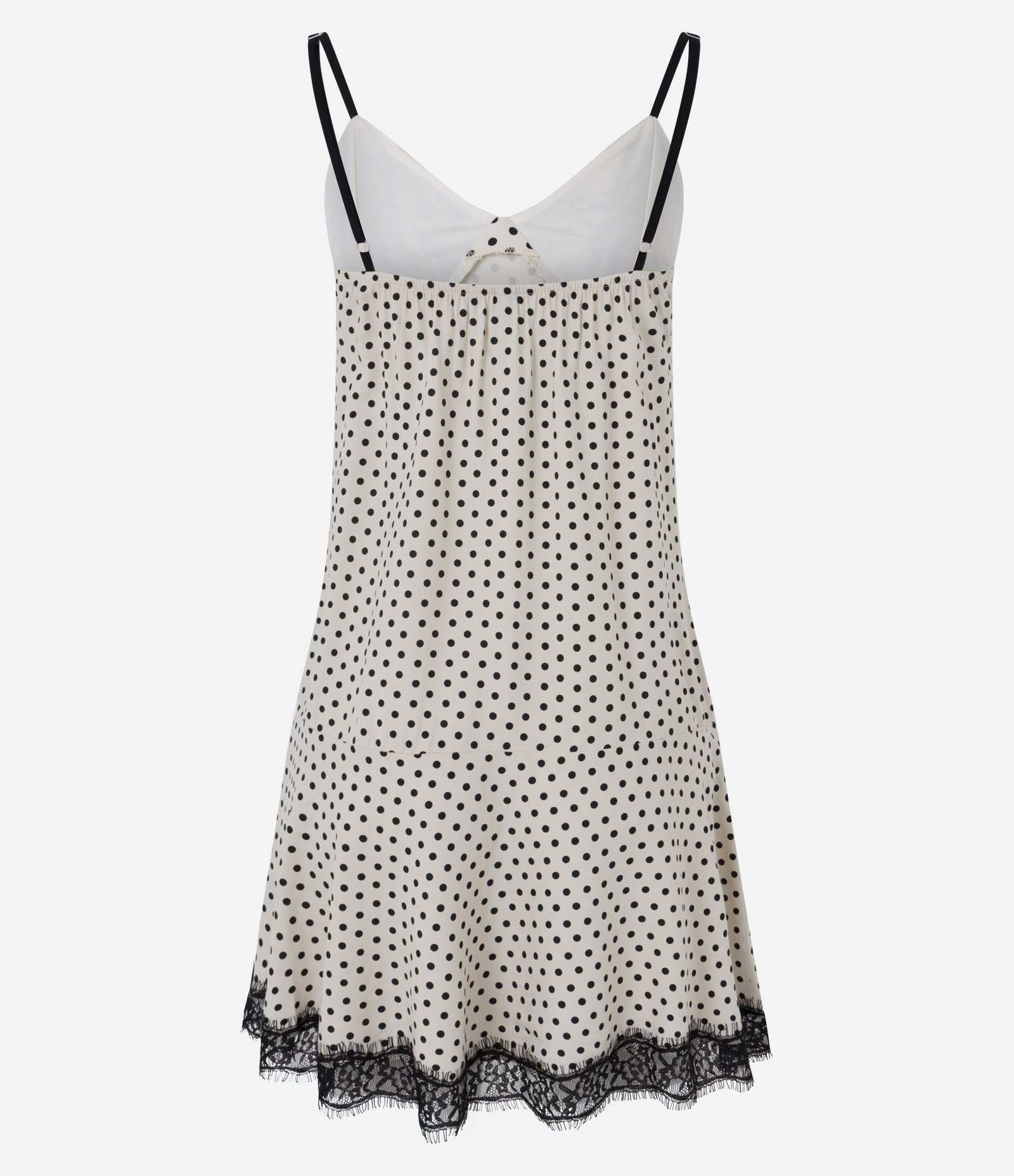 Vestido Viscolinho Poá com Renda Off White 6