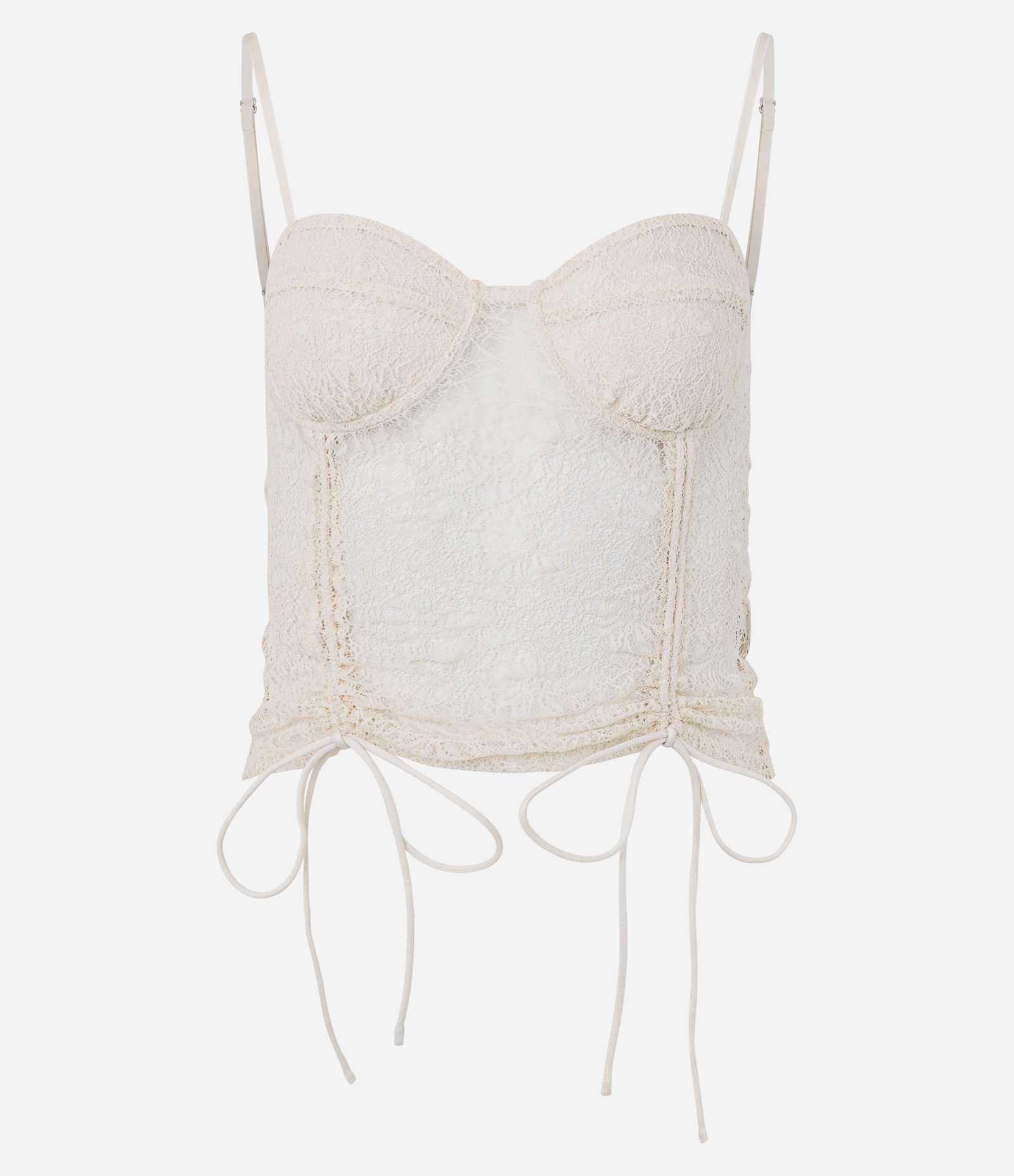 Blusa Corset em Renda com Alças Reguláveis e Amarrações Off White 5