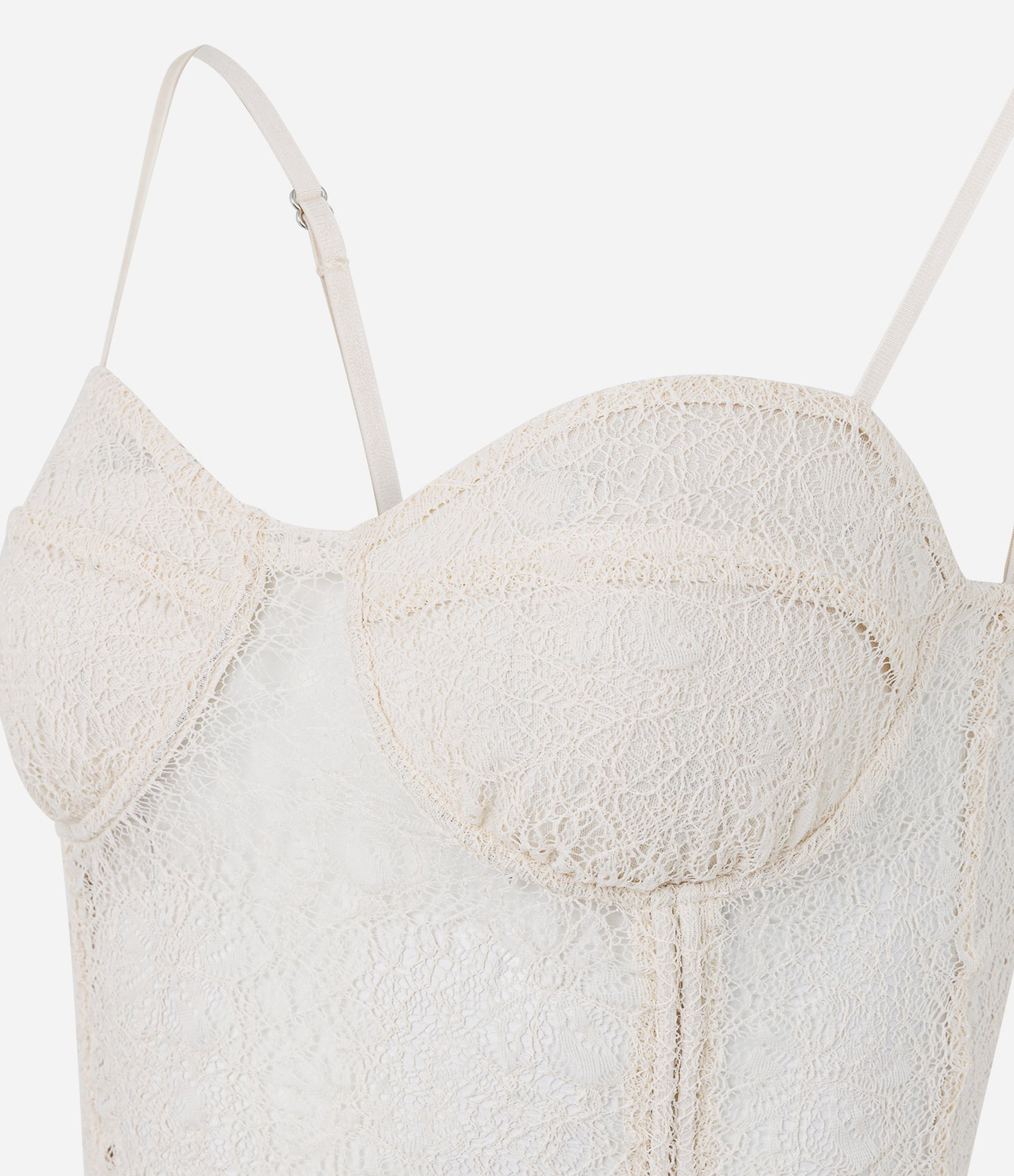 Blusa Corset em Renda com Alças Reguláveis e Amarrações Off White 6