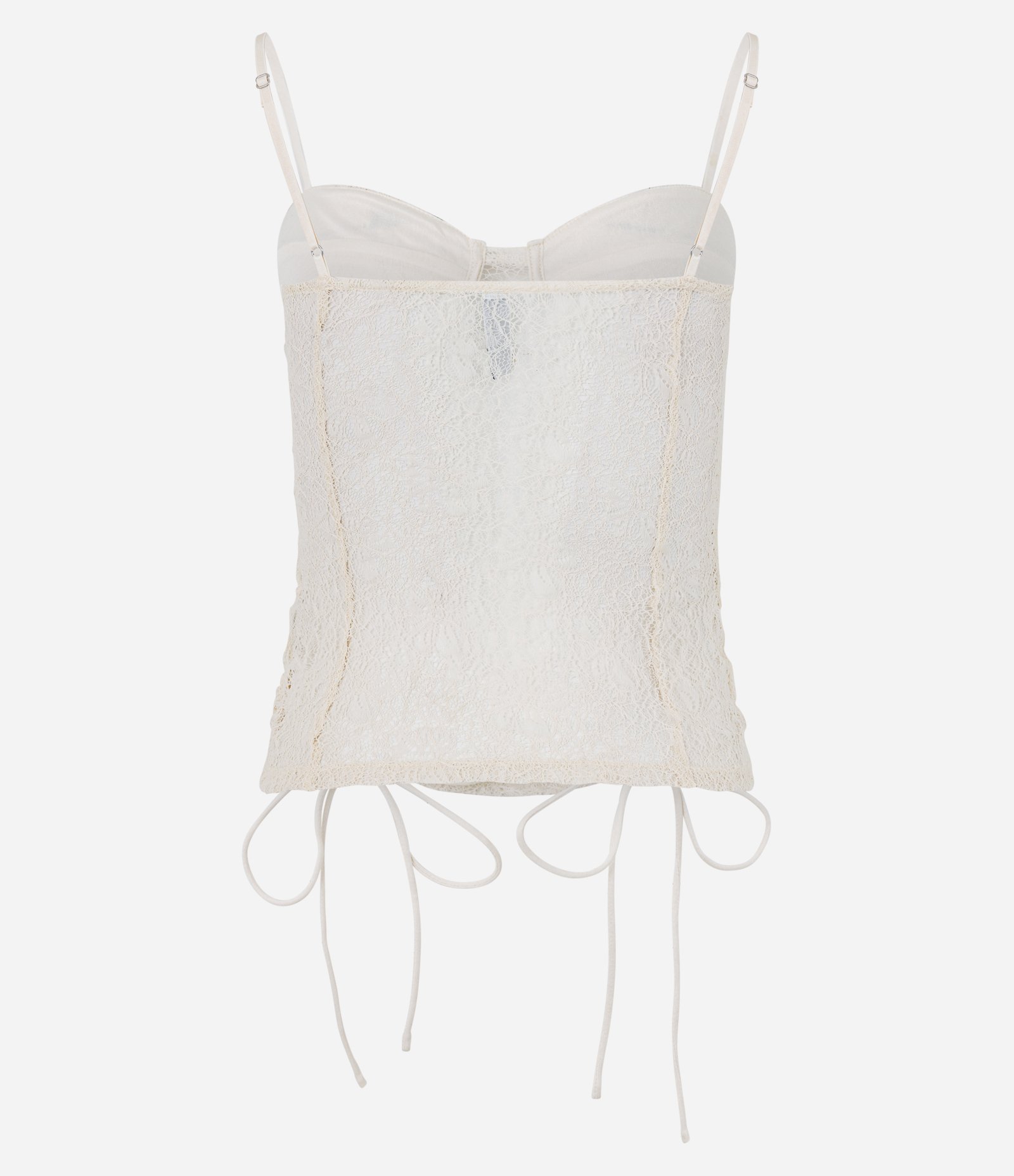 Blusa Corset em Renda com Alças Reguláveis e Amarrações Off White 8