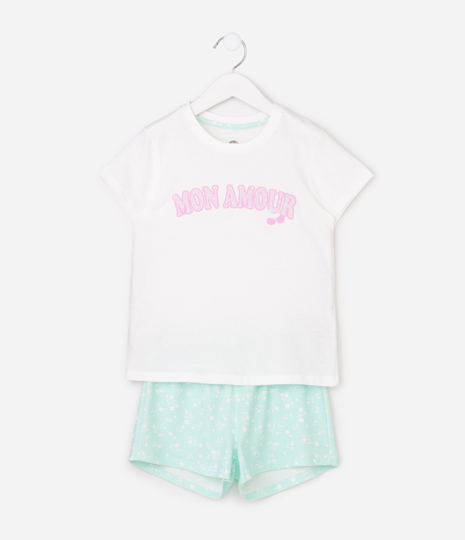 Pijama Infantil em Ribana com Floral Liberty e Laço - Tam 5 a 14 Anos Verde 2