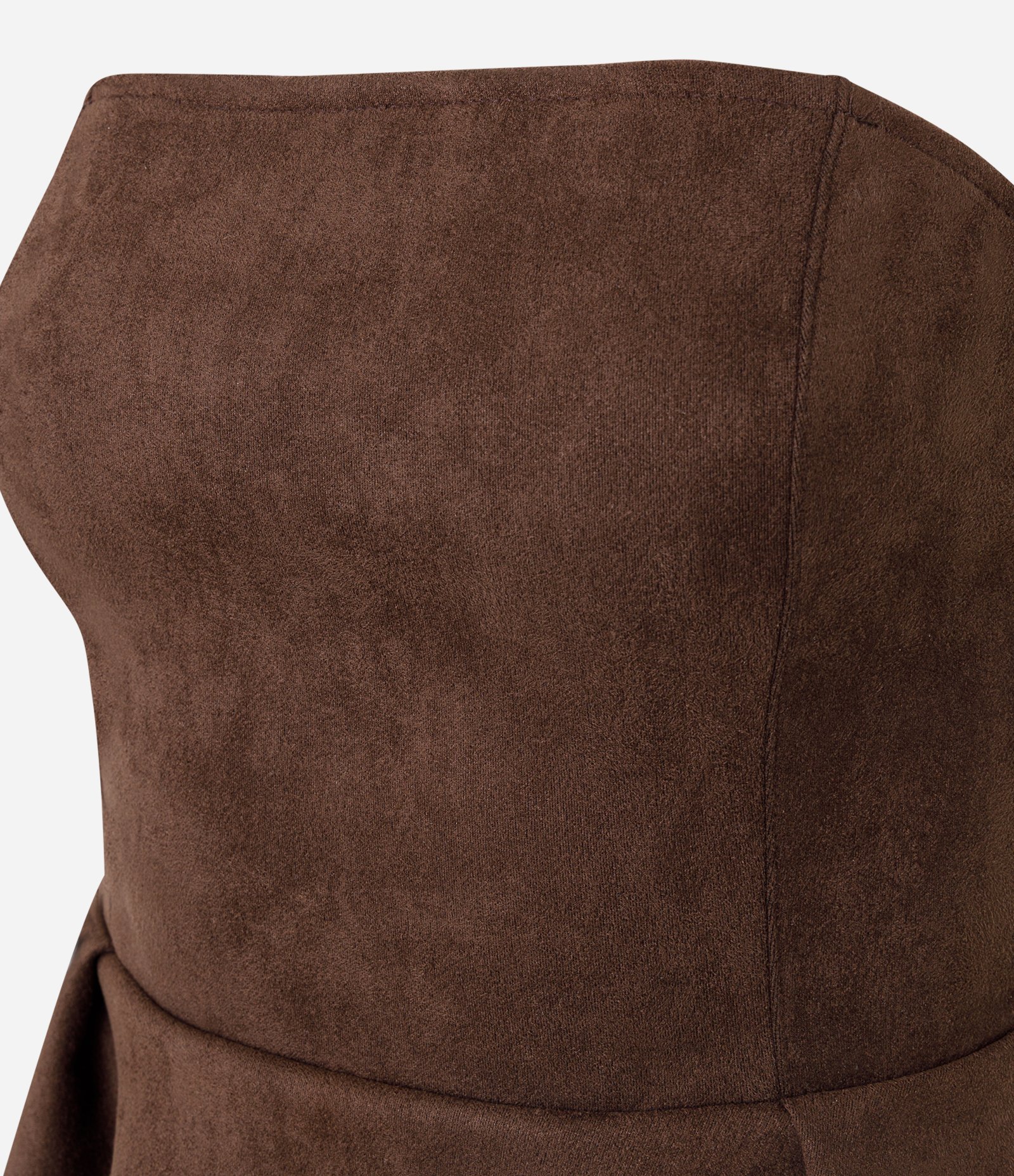 Blusa Peplum Tomara que Caia em Suede Marrom 2