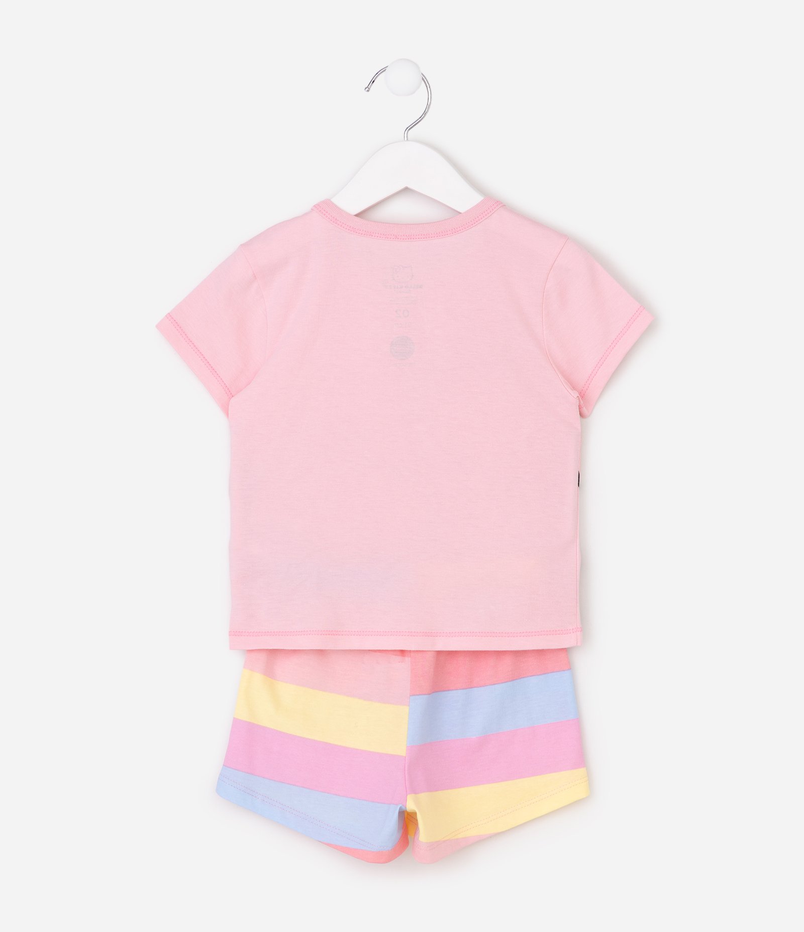 Pijama em Algodão da Hello Kitty com Short Listrado - Tam 2 a 10 Anos Rosa 3