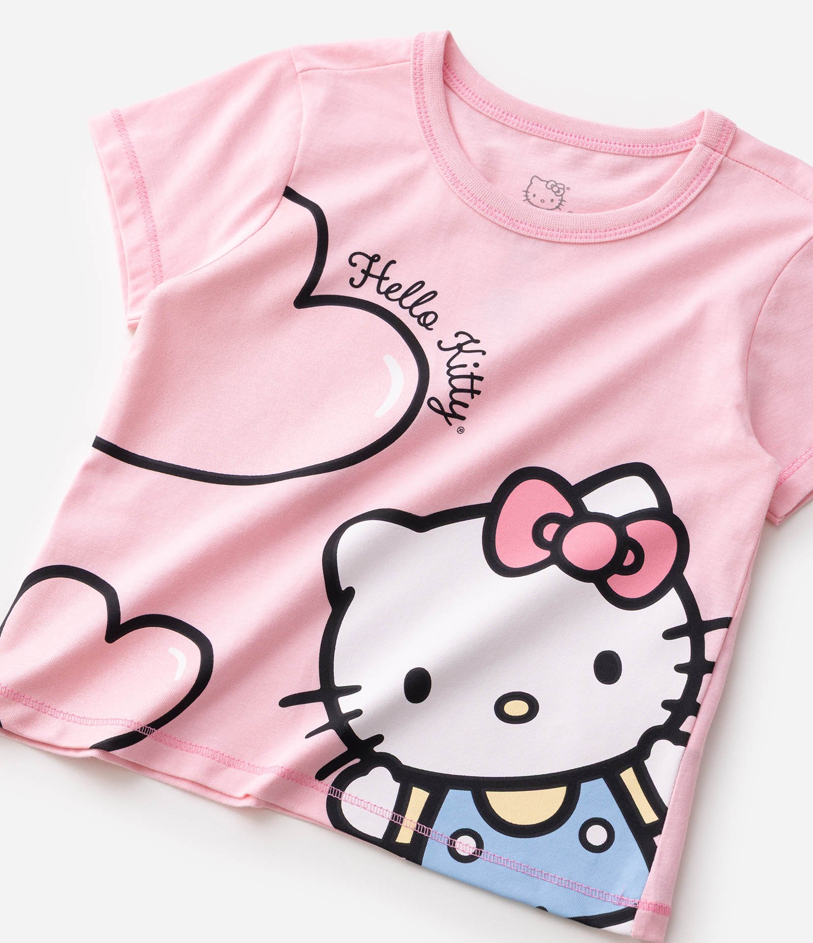 Pijama em Algodão da Hello Kitty com Short Listrado - Tam 2 a 10 Anos Rosa 5