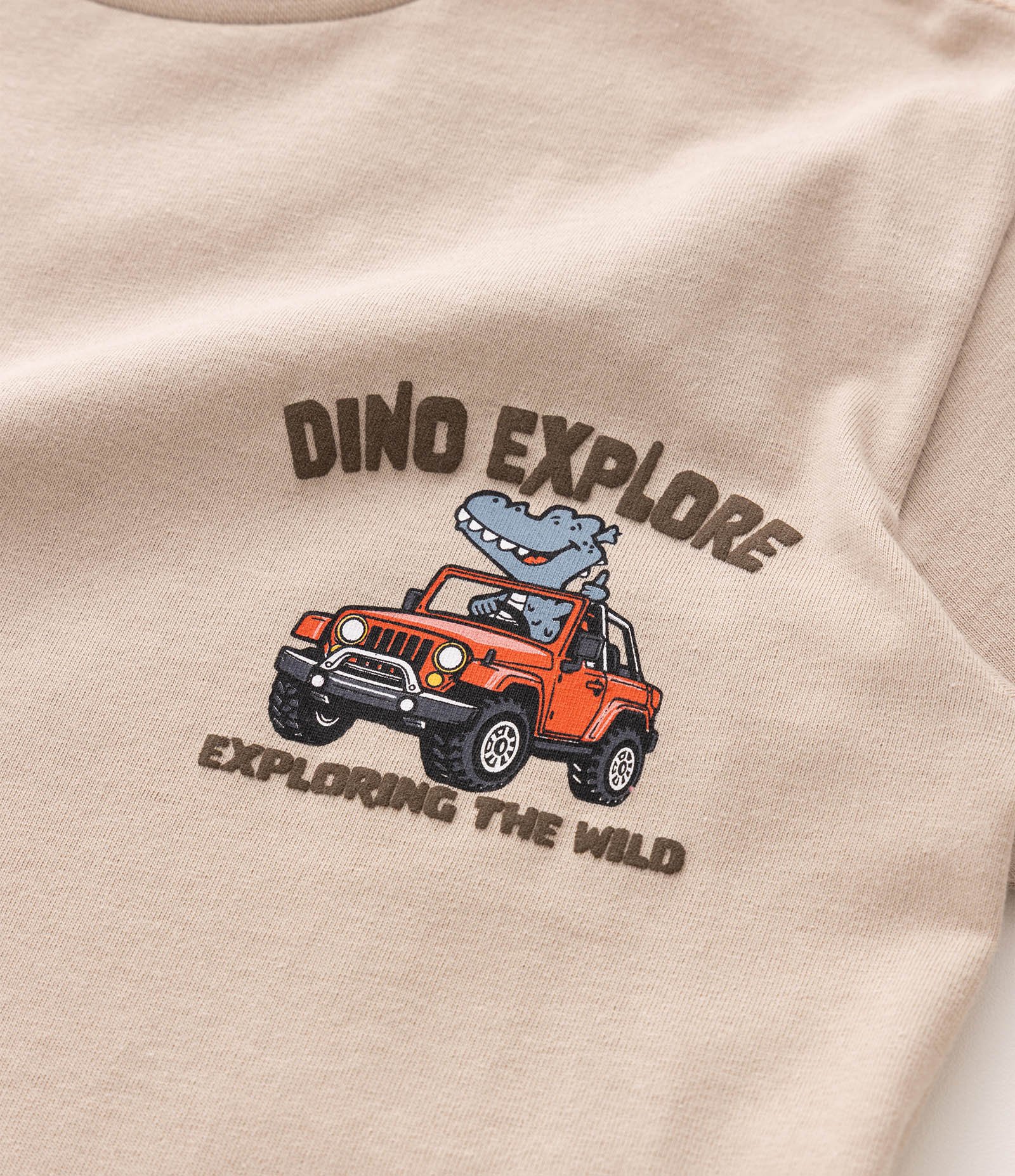 Pijama Infantil em Algodão Dino Explore com Short - Tam 2 a 6 Anos Bege 5