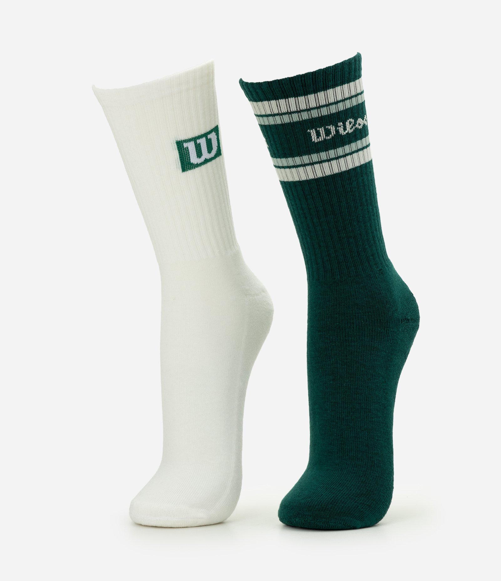 Kit 2 Meias Esportivas Cano Alto Branco/Verde 1
