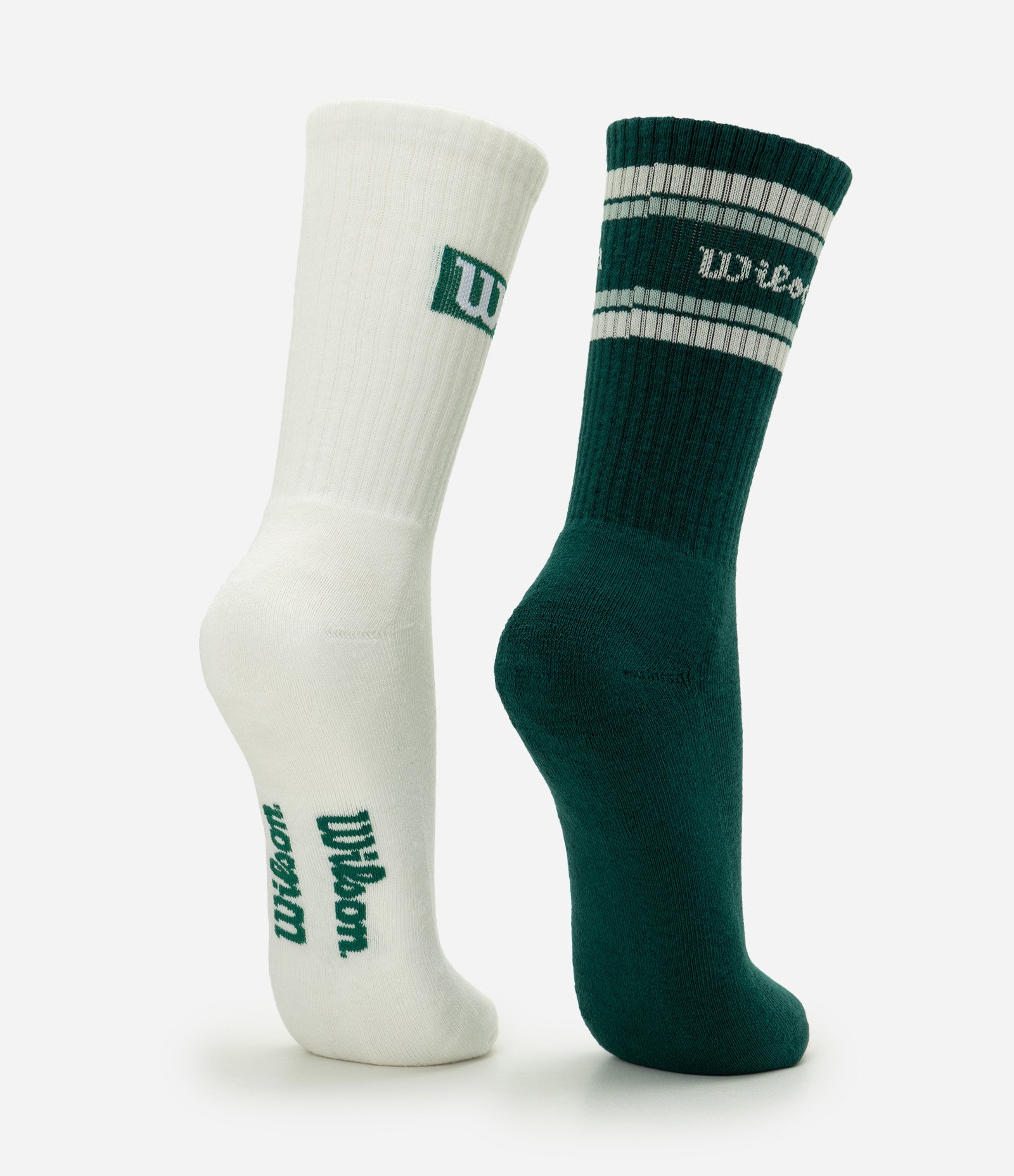 Kit 2 Meias Esportivas Cano Alto Branco/Verde 3