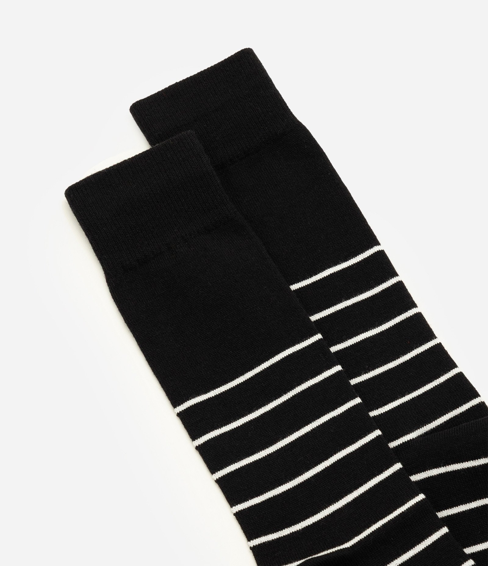 Meia Adulta Listrada Cano Longo Preto 4
