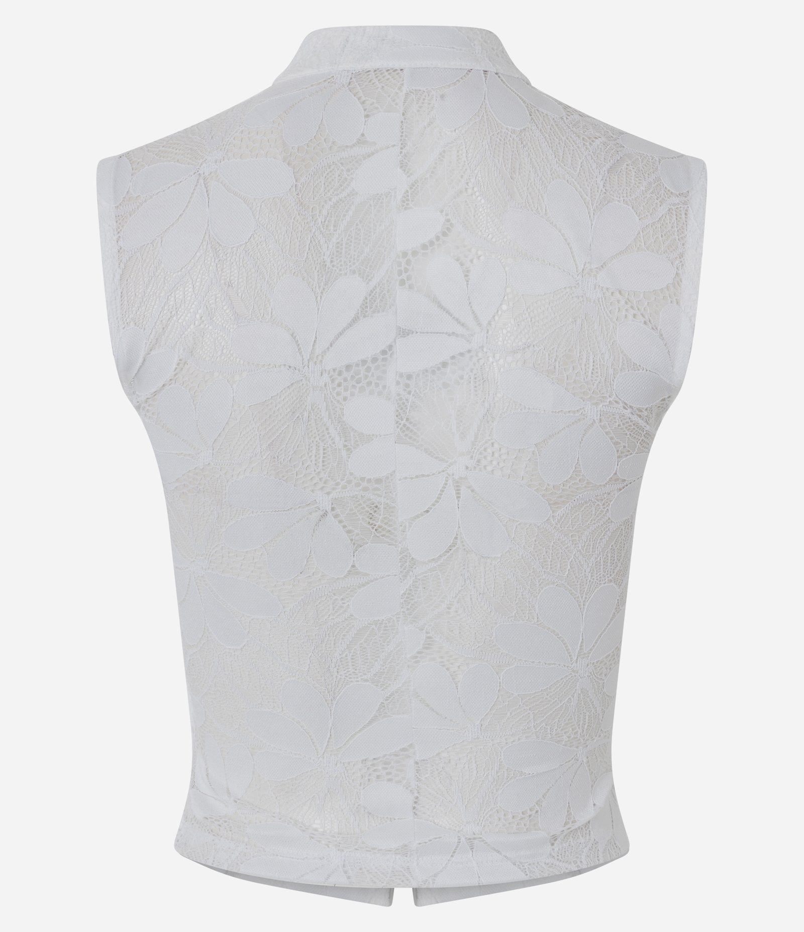 Blusa em Renda Texturizada com Fechamento em Nó Chines Branco 3
