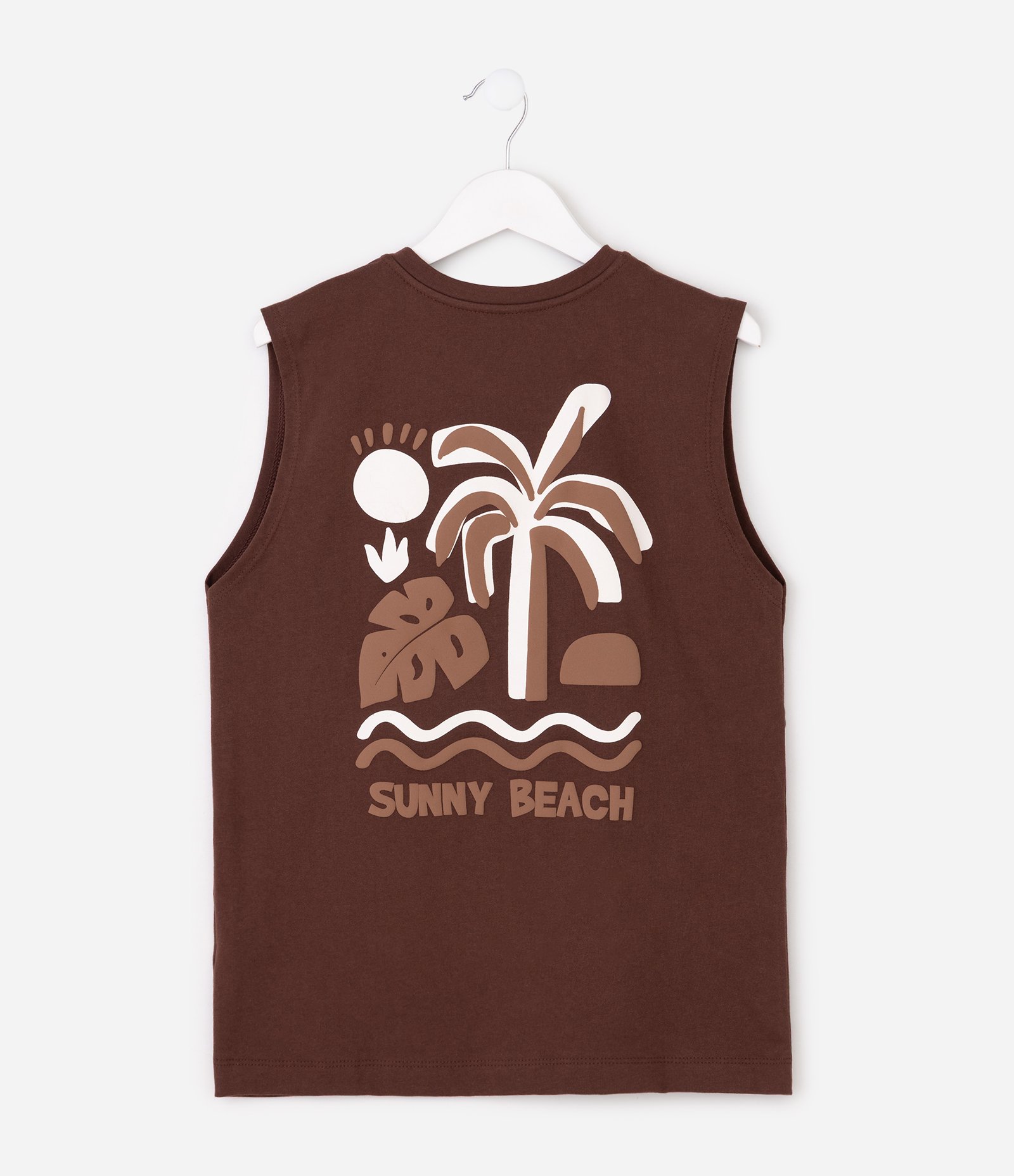 Regata em Algodão com Estampa Tropical - Tam 5 a 14 Anos Marrom 2