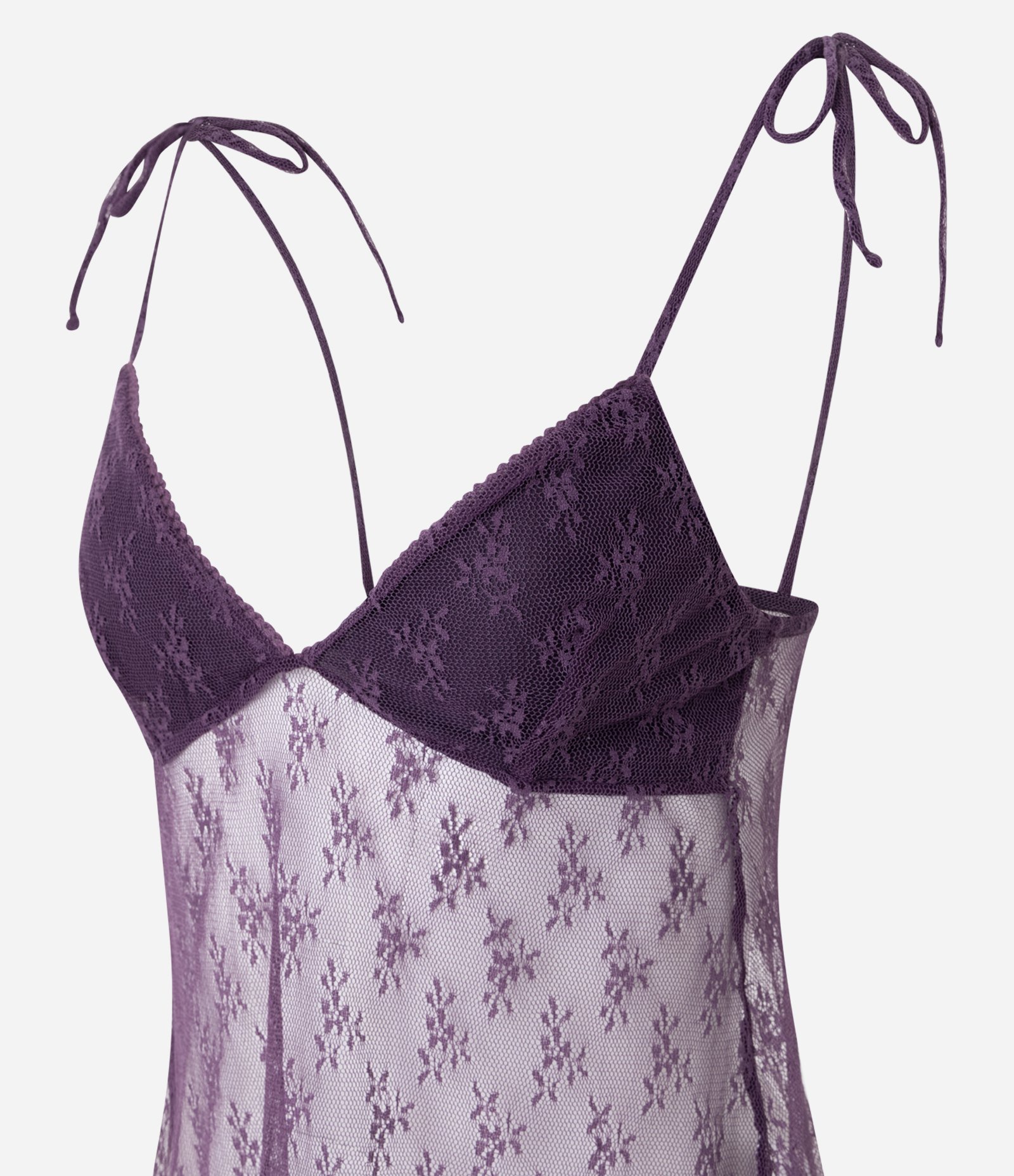 Blusa em Renda com Alças de Amarração e Barra Assimétrica Roxo 6