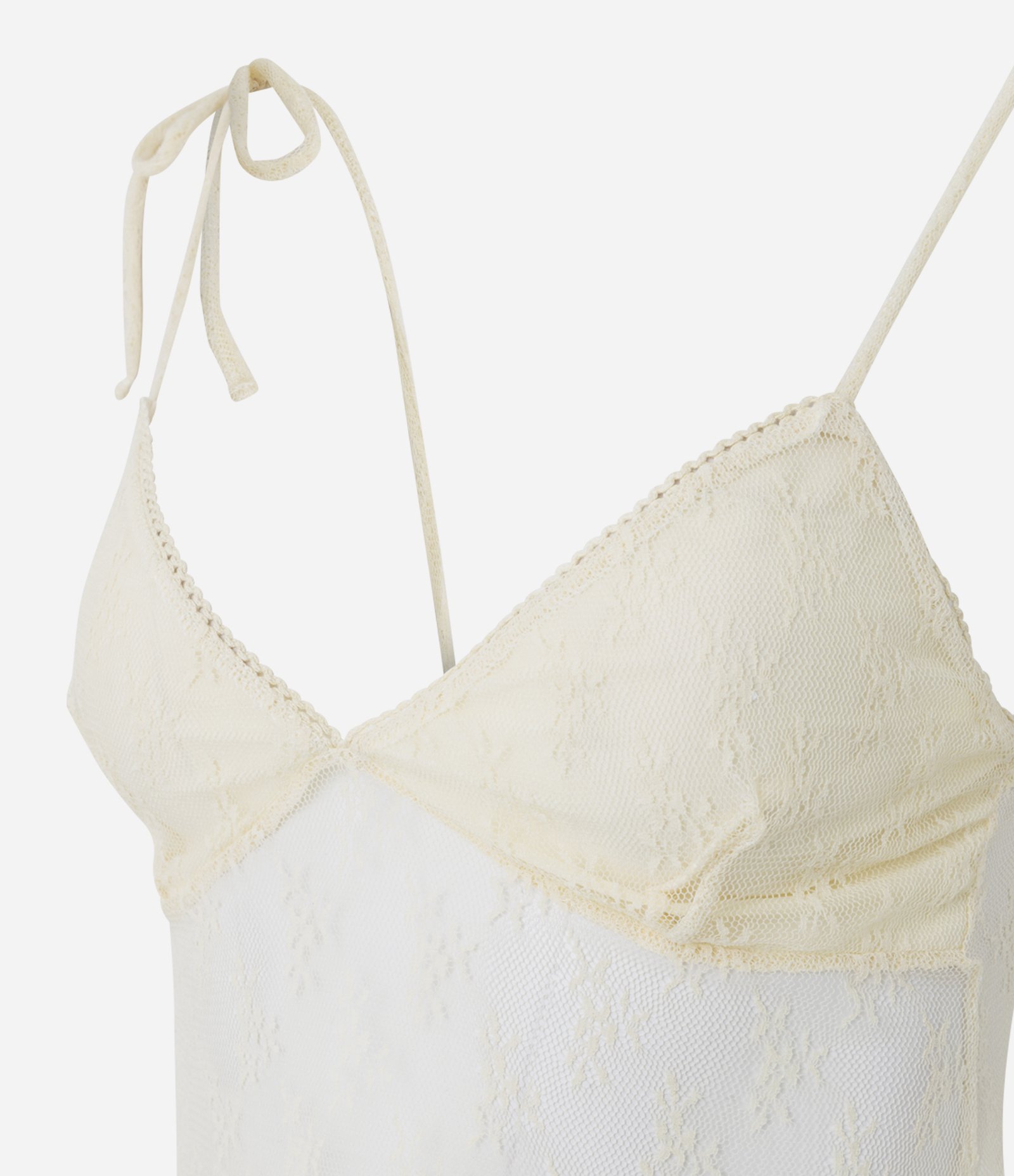 Blusa em Renda com Alças de Amarração e Barra Assimétrica Amarelo Claro 6