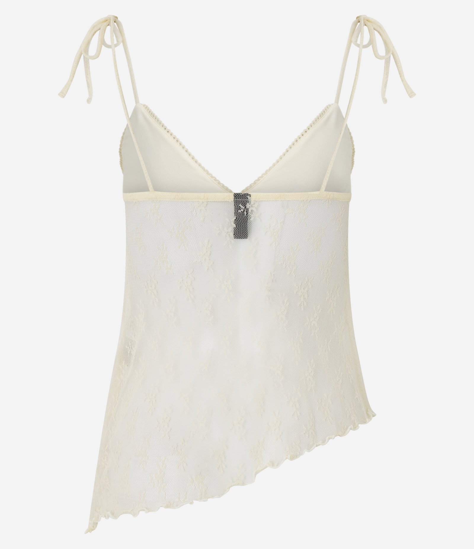 Blusa em Renda com Alças de Amarração e Barra Assimétrica Amarelo Claro 7