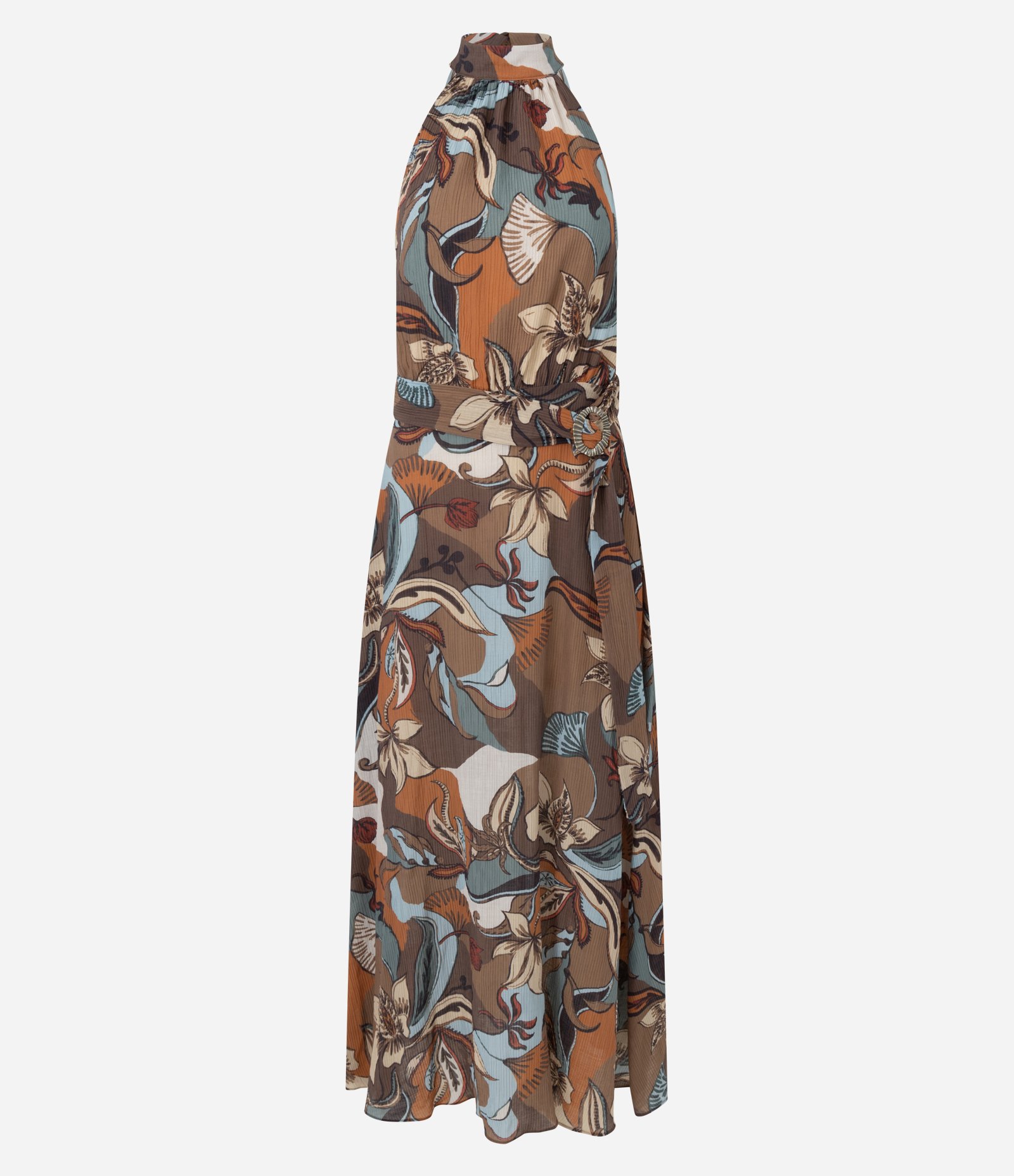 Vestido Longo com Decote Halter Neck e Estampa Floral Multicores 1